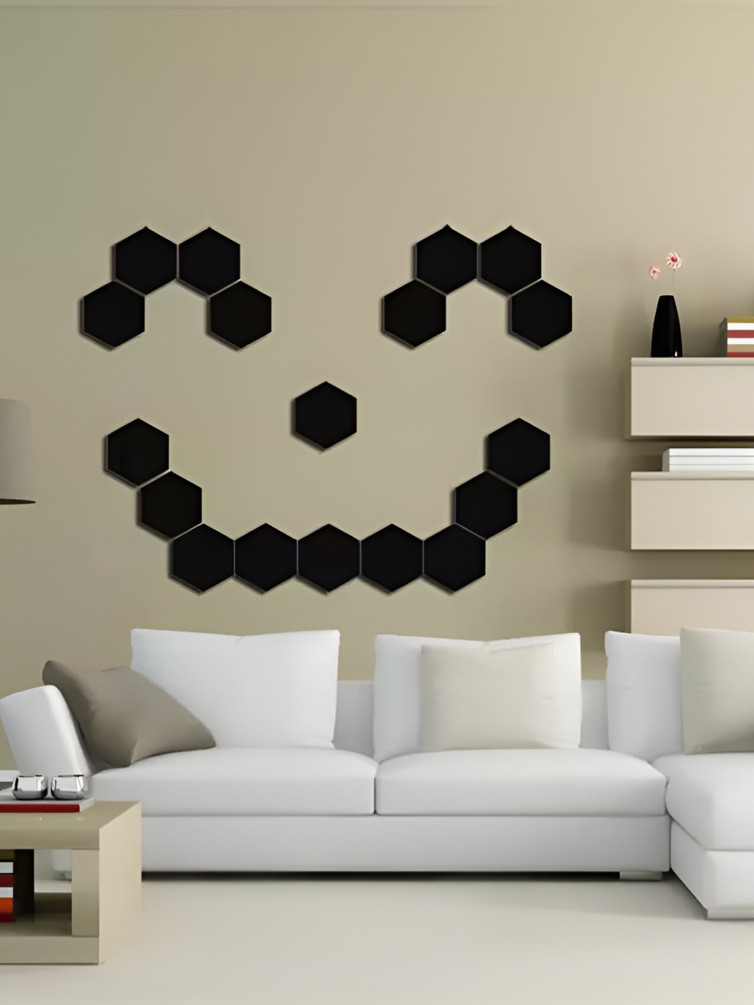 

WALLWEAR Black 18 Pieces Hexagon Shaped Acrylic Wall Stickers