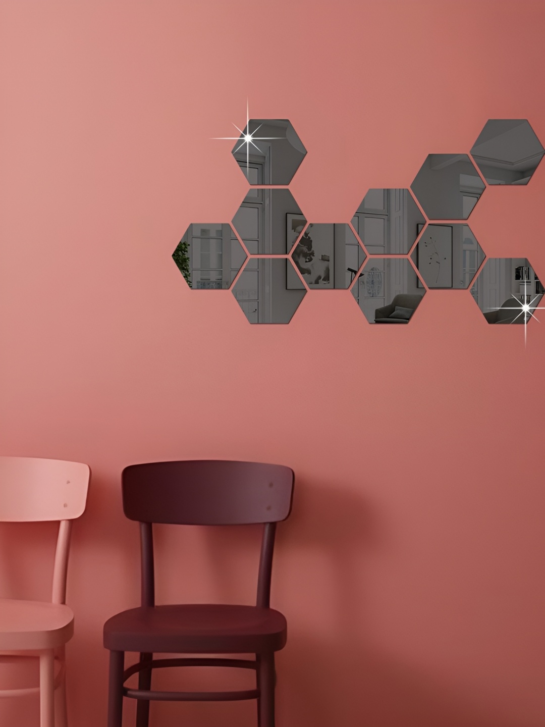 

WALLWEAR Black 11 Pieces Hexagon Shaped Acrylic Wall Stickers