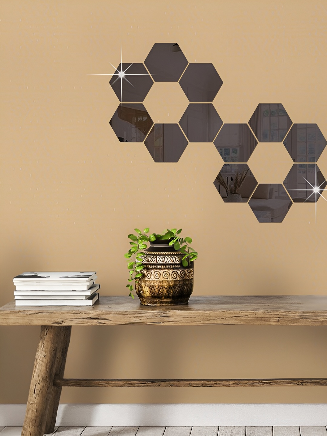 

WALLWEAR Black 12 Pcs Hexagon Self Adhesive Acrylic Wall Stickers