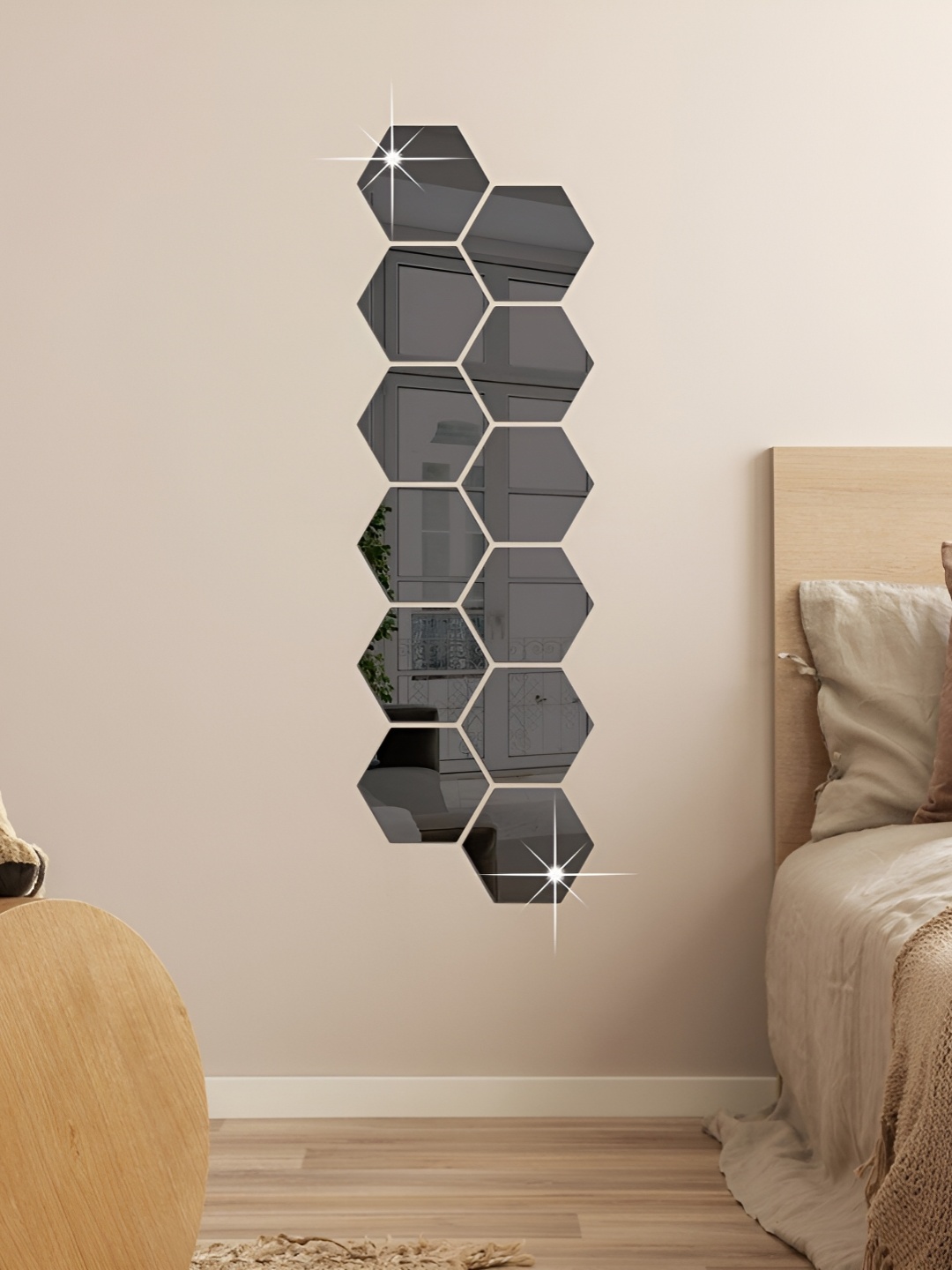 

WALLWEAR Black 12Pcs Hexagon Self Adhesive Acrylic Wall Stickers