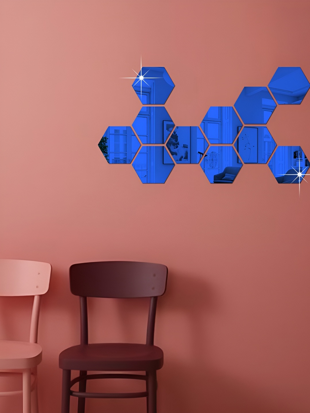 

WALLWEAR Blue 11 Pieces Hexagon Shaped Acrylic Wall Stickers