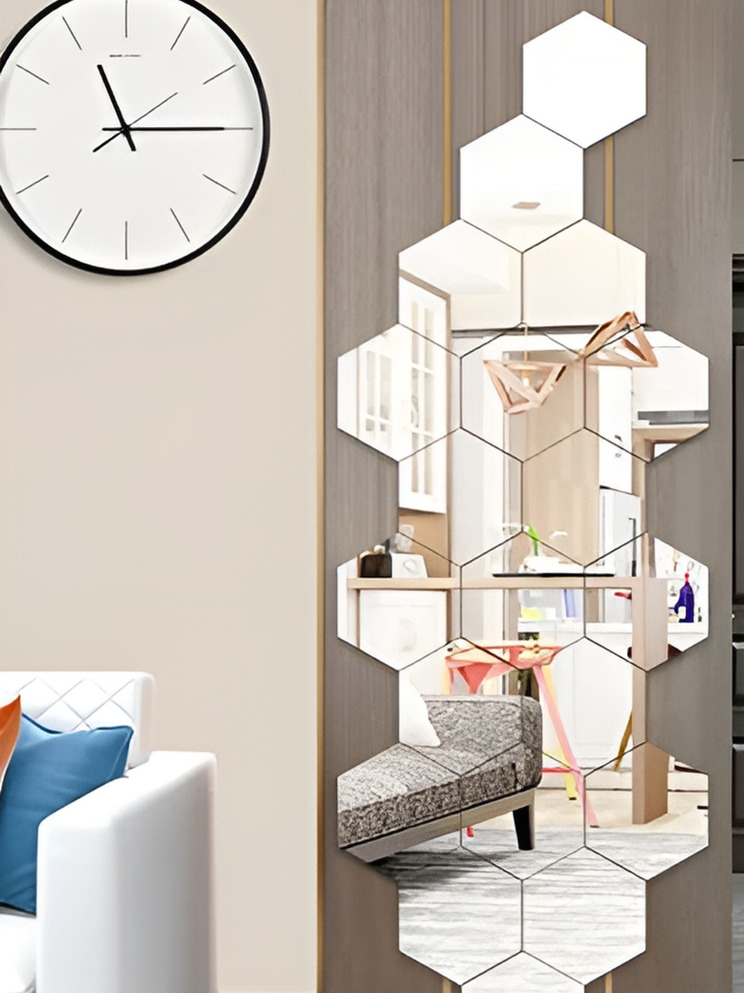 

WALLWEAR Silver-Toned 20Pcs Hexagon Self Adhesive Acrylic Wall Stickers