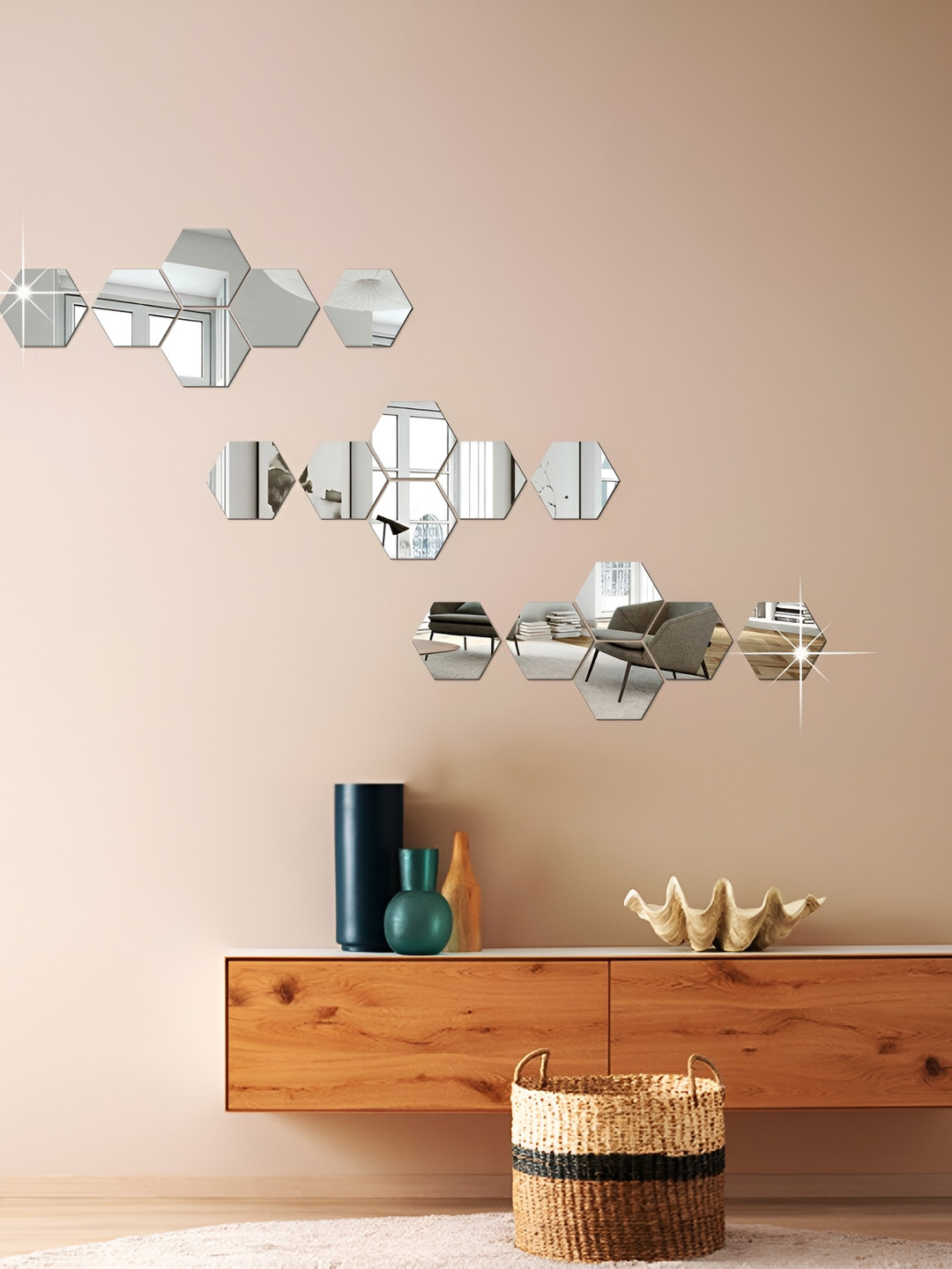 

WALLWEAR Grey 18-Pcs Self-Adhesive Hexagon Shaped Stickers