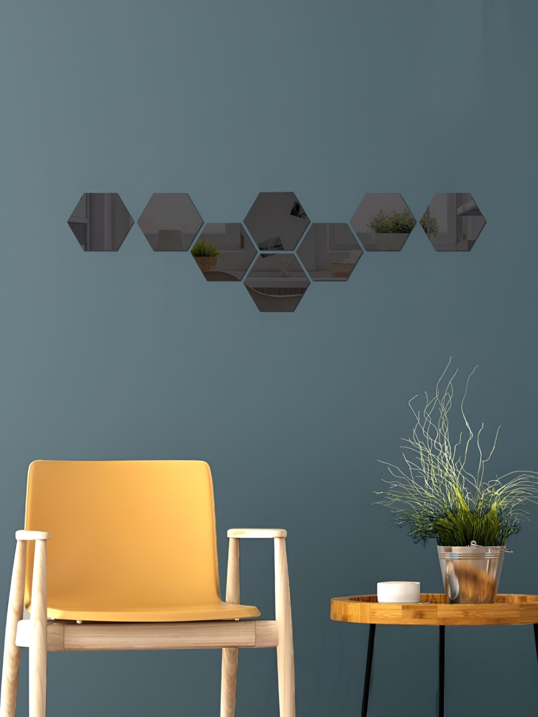 

WALLWEAR Black 8 Pieces Hexagon Shaped Self Adhesive Acrylic Wall Stickers