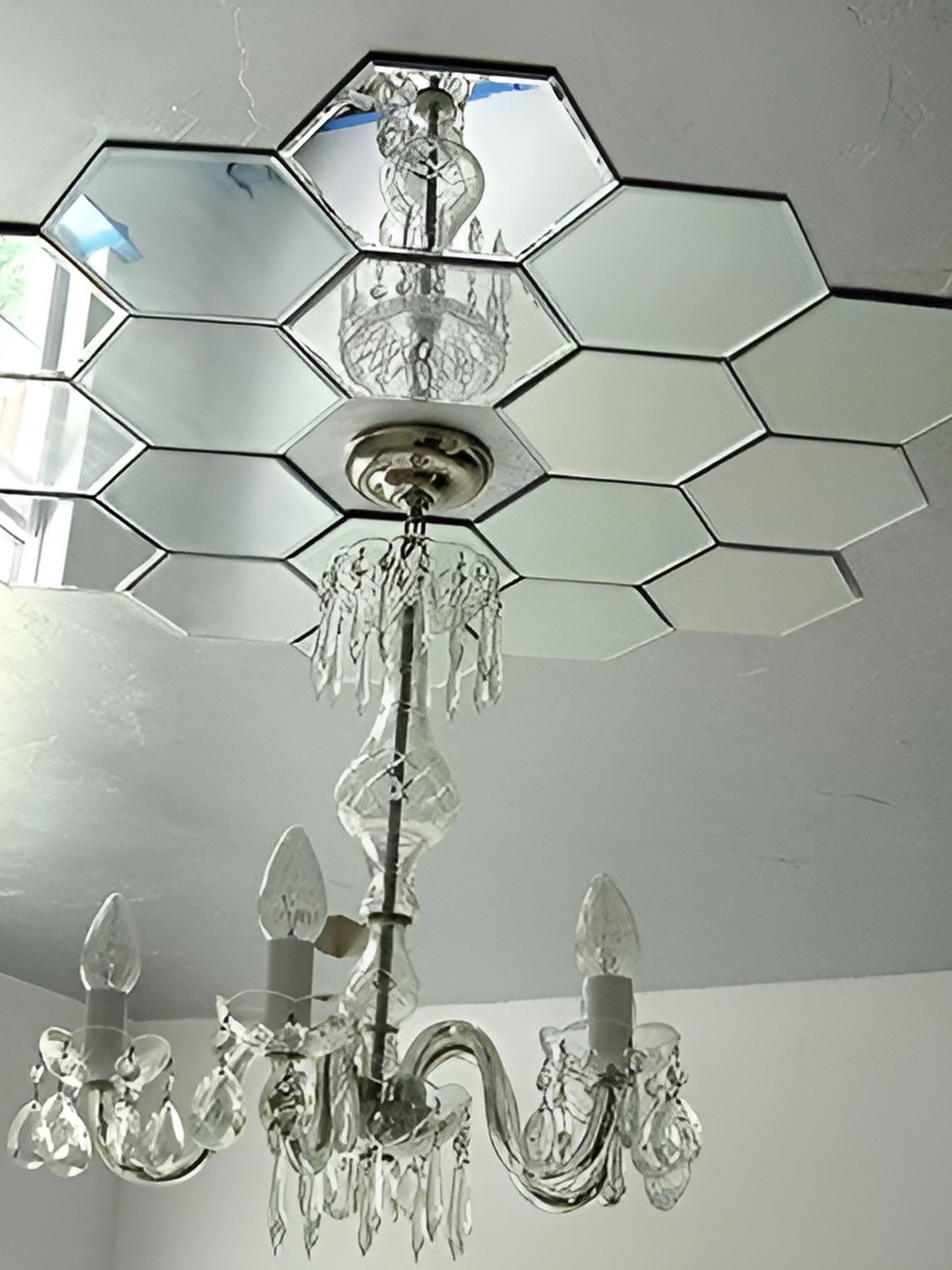 

WALLWEAR Silver Toned 18 Pieces Hexagon Shaped Acrylic Wall Stickers