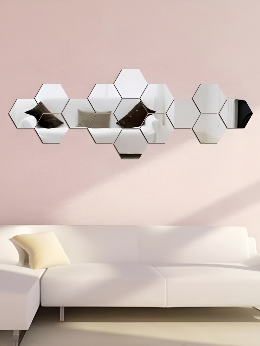 

WALLWEAR Grey 15-Pcs Self-Adhesive Hexagon Shaped Wall Stickers