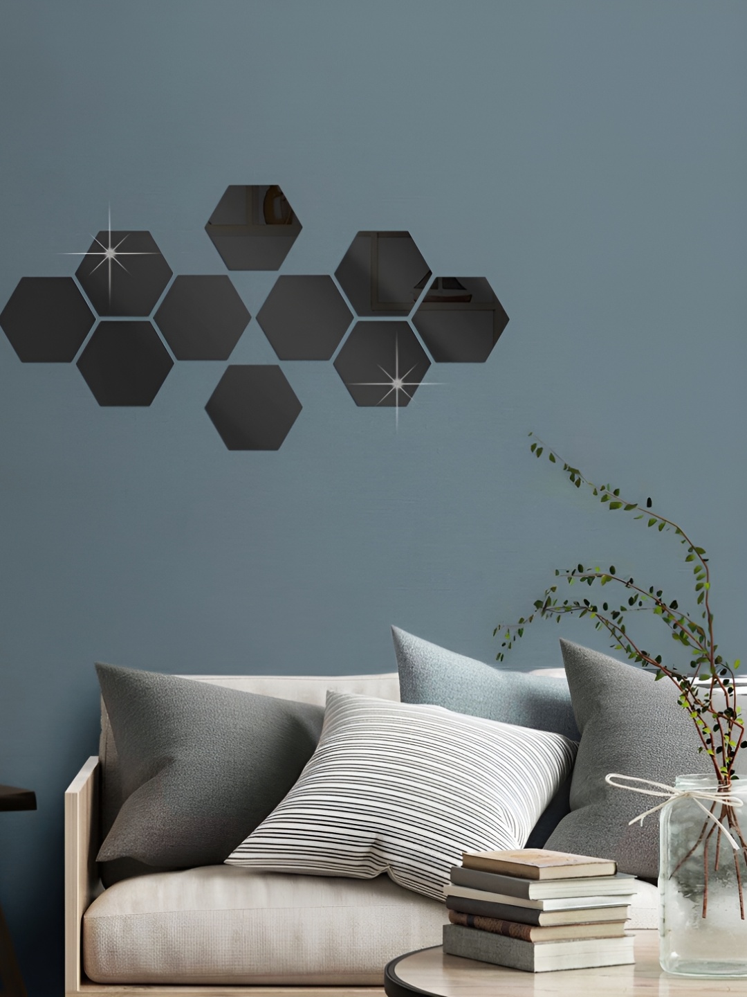 

WALLWEAR Black 10-Pieces Self Adhesive Hexagon Shaped Wall Decals and Stickers