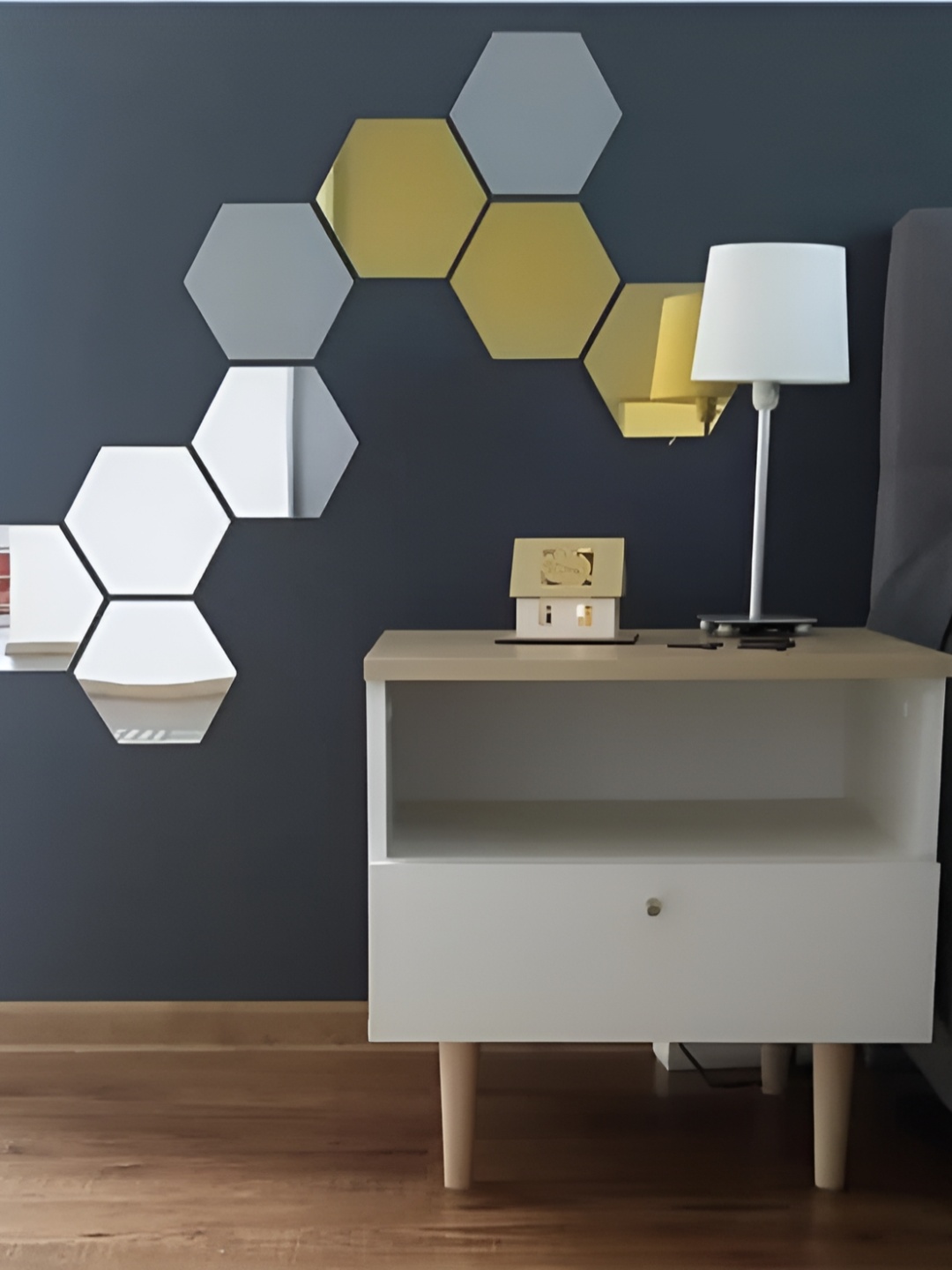 

WALLWEAR Grey 9-Pieces Self-Adhesive Hexagon Shaped Wall Stickers