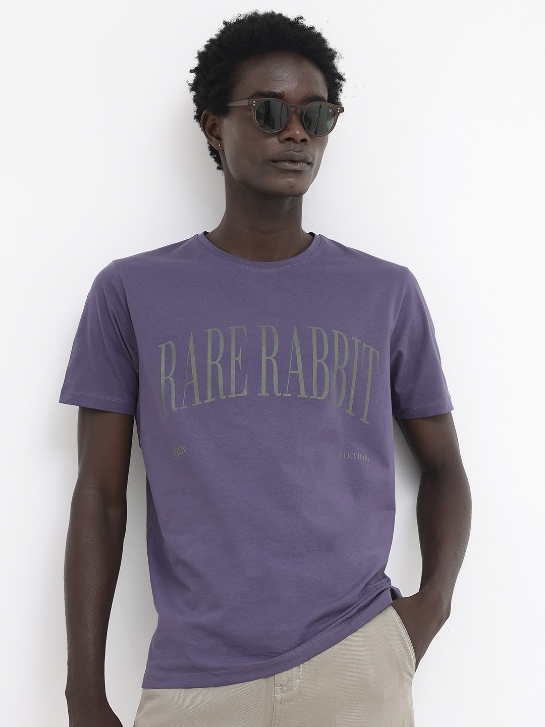 

RARE RABBIT Men Rings-4 Slim Fit Solid Polo Collar T-Shirt, Purple