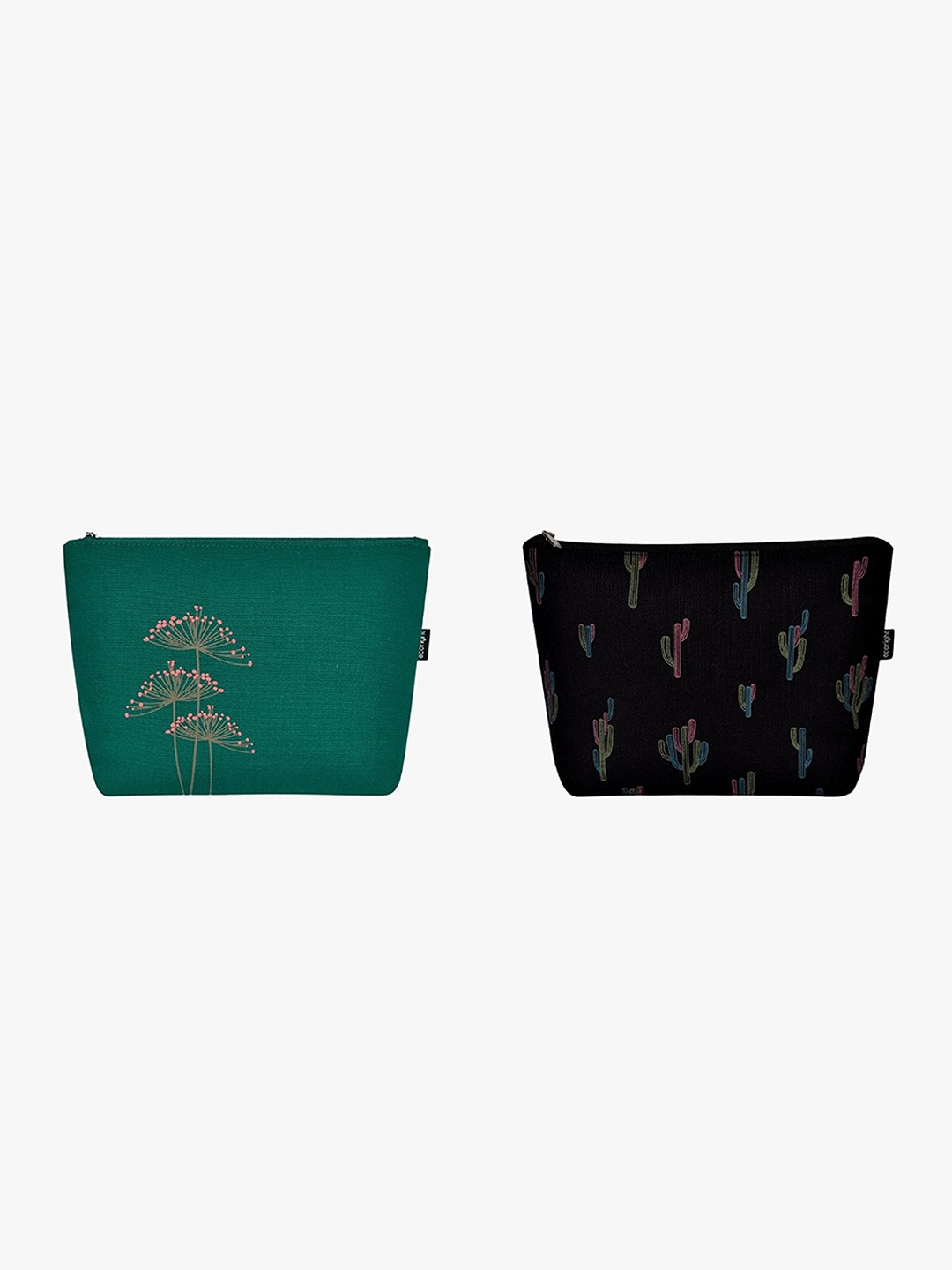 EcoRight Set of 2 Printed Compact Pouch Travel Accessory, Black