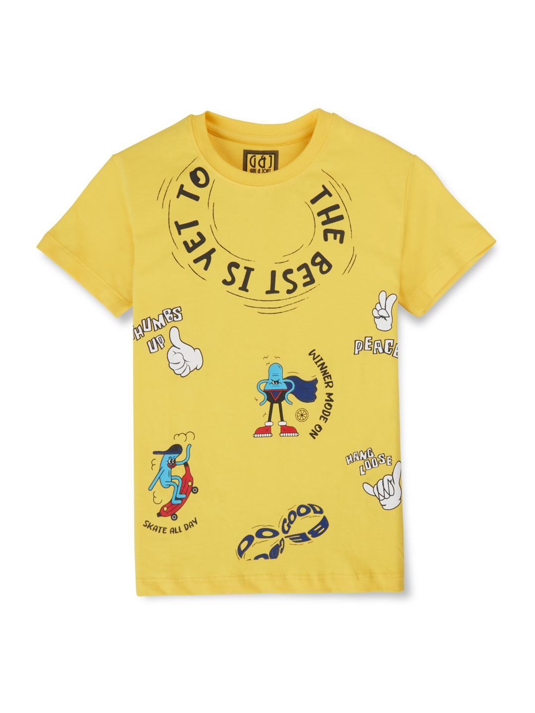 

Gini and Jony Boys Printed Cotton T-shirt, Yellow