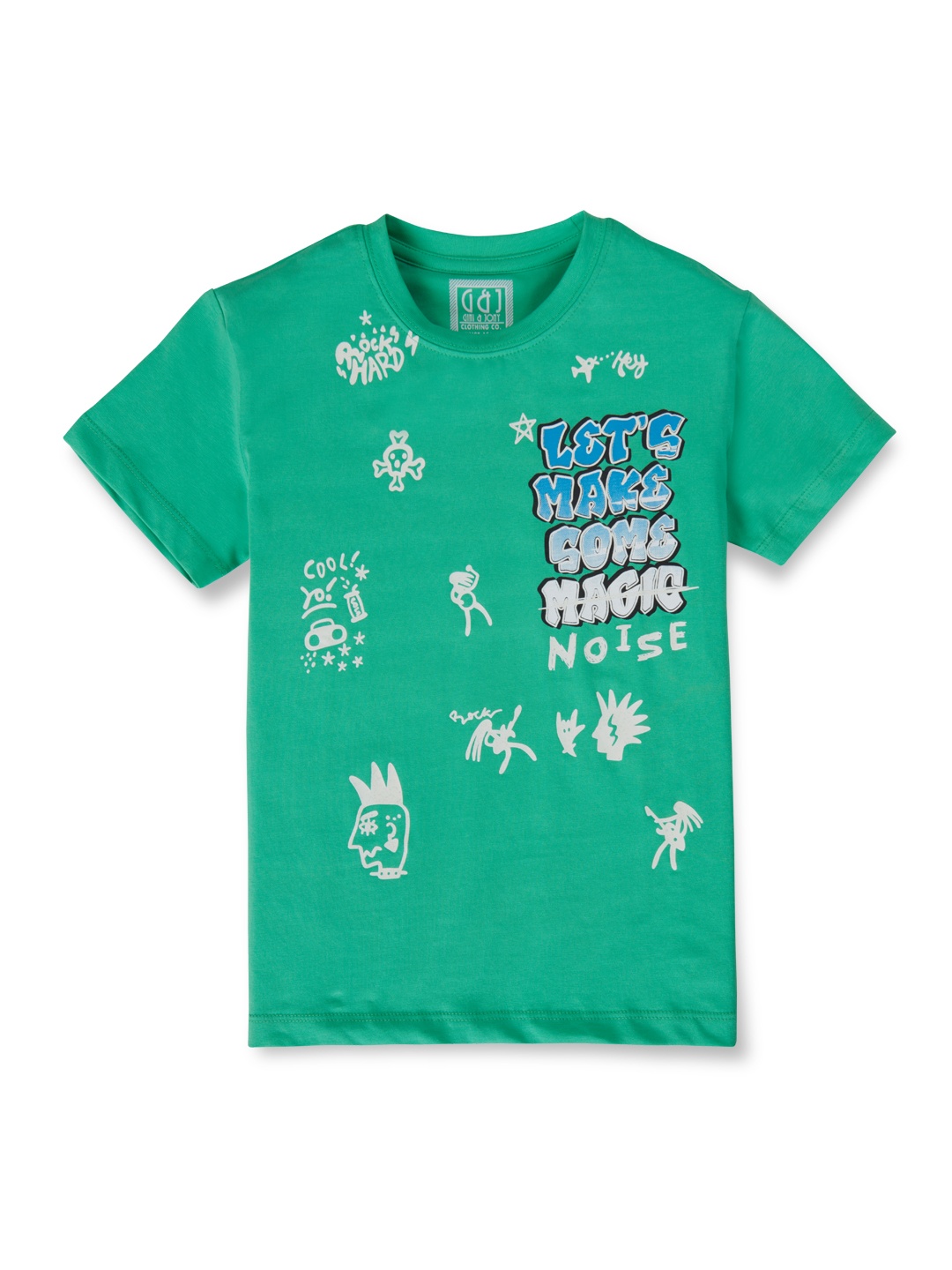 Gini and Jony Boys Printed Cotton T-shirt, Green