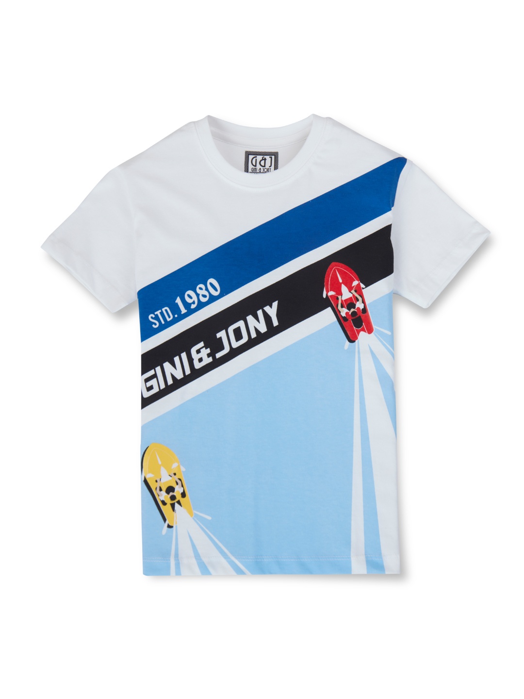 

Gini and Jony Boys Printed Cotton T-shirt, White