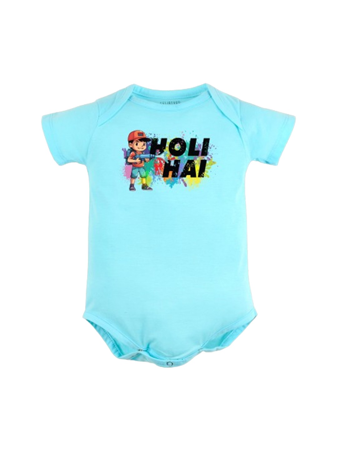 

FFLIRTYGO Infants Printed Envelop Neck Pure Cotton Bodysuit, Turquoise blue