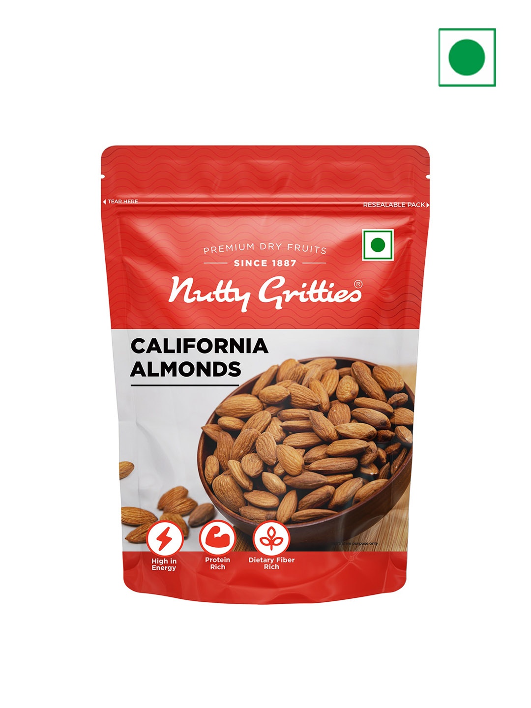 

Nutty Gritties Protein Rich California Almonds - 200 Gms, White