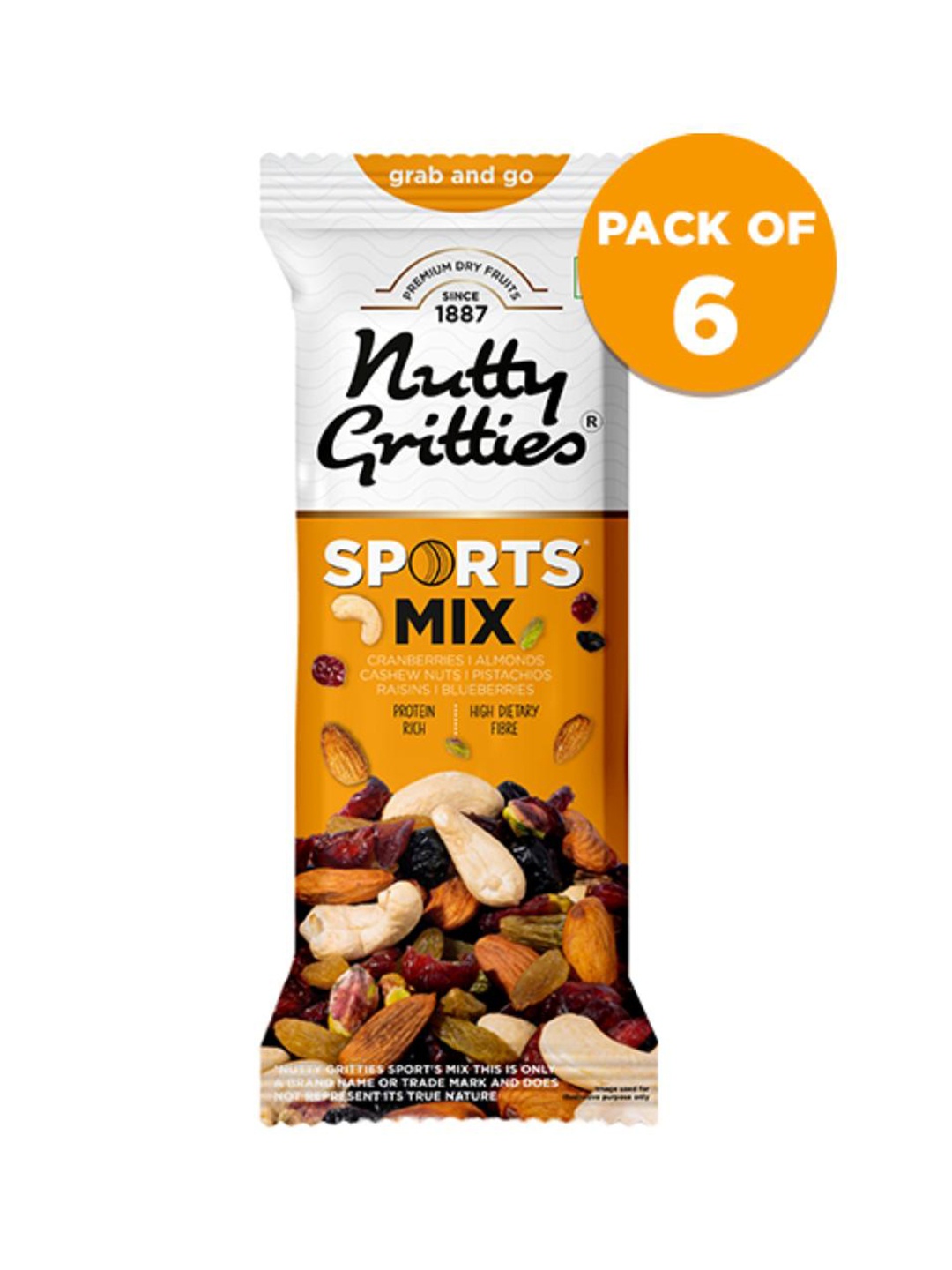 

Nutty Gritties Pack of 6 Sports Mix 40 Gms Each, White
