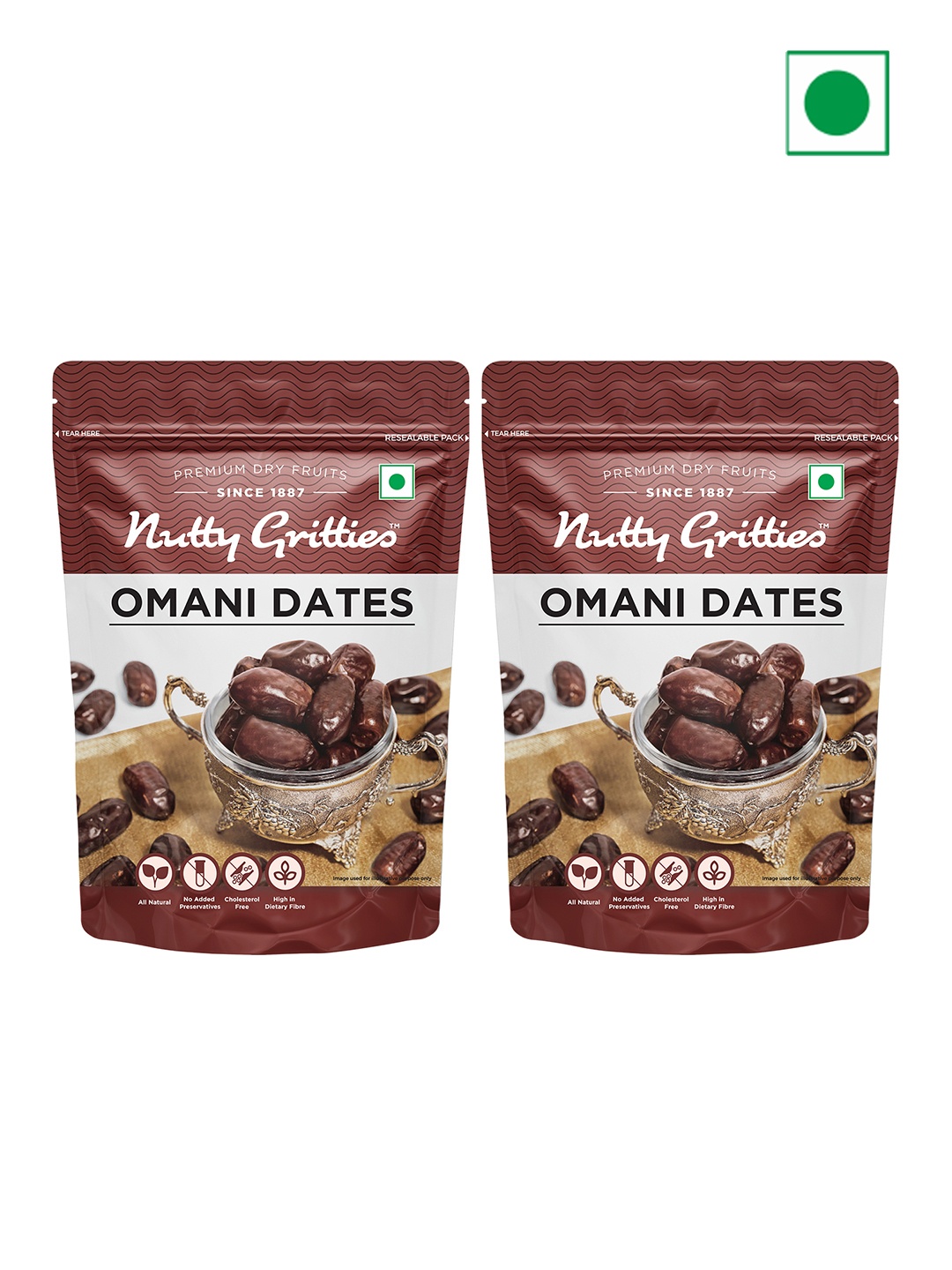 

Nutty Gritties Set Of 2 Omani Dates- 500 Gms Each, Brown