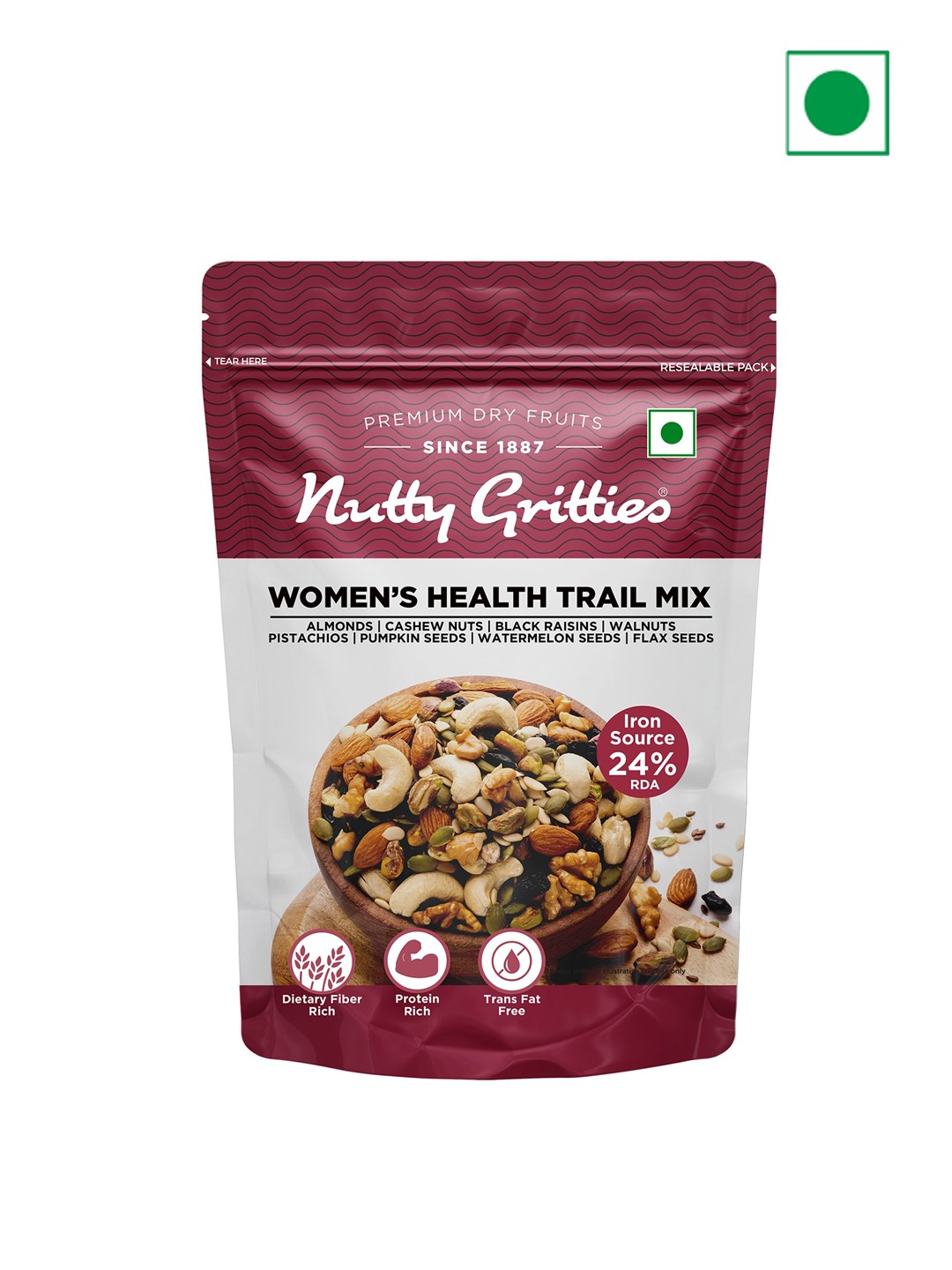 

Nutty Gritties Protein Rich Women's Health Trail Mix - 200 Gms, White