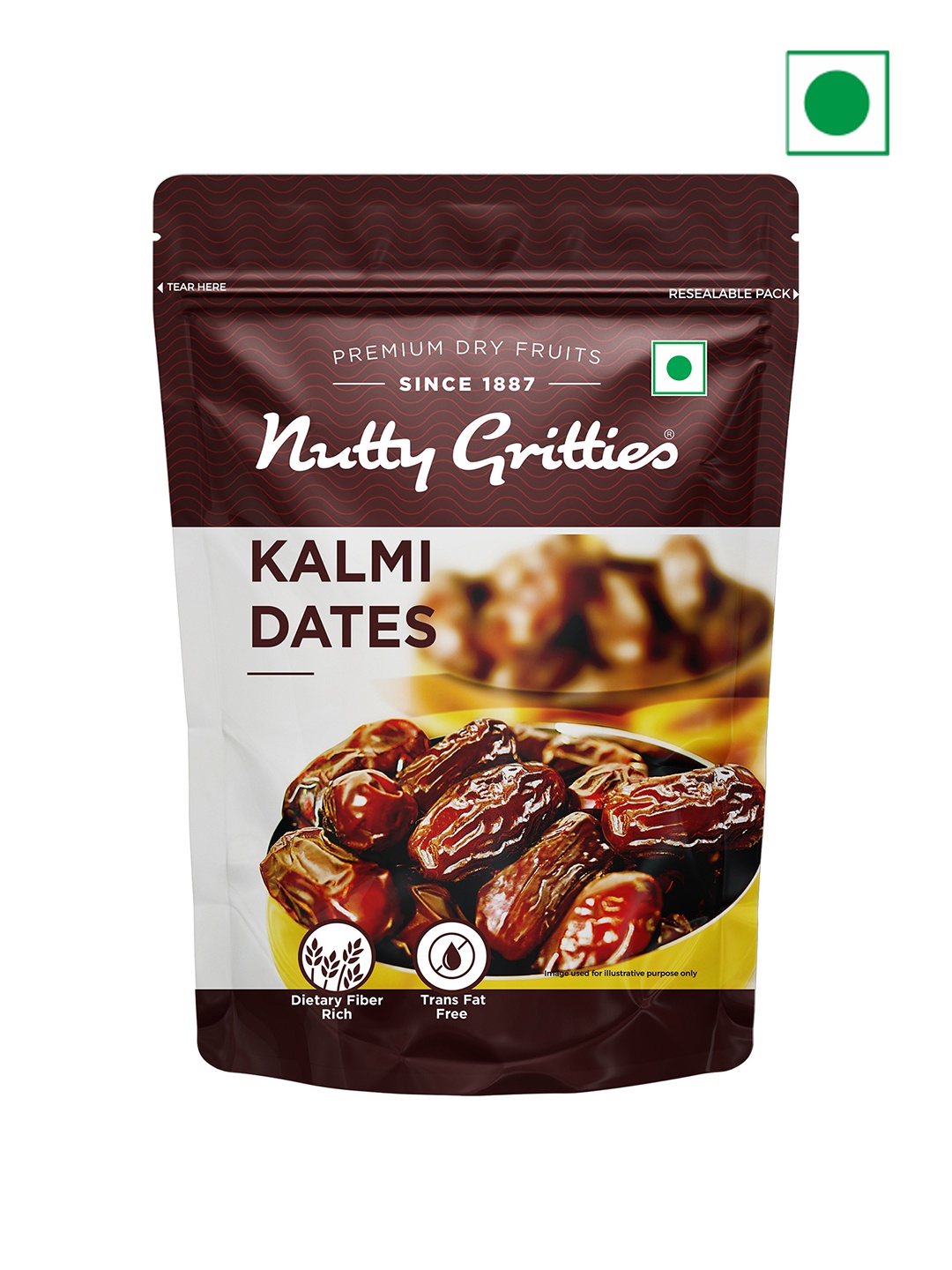 

Nutty Gritties Dietary Fibre Rich Kalmi Dates- 350 Gms, Brown