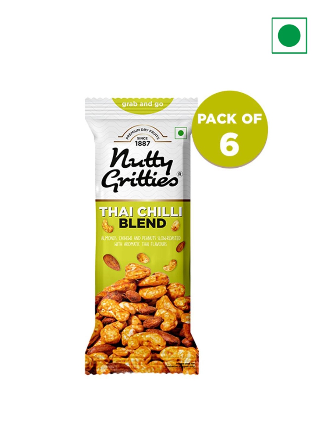 

Nutty Gritties Set Of 6 Thai Chilli Blend Trail Mix- 40 Gms Each, Yellow