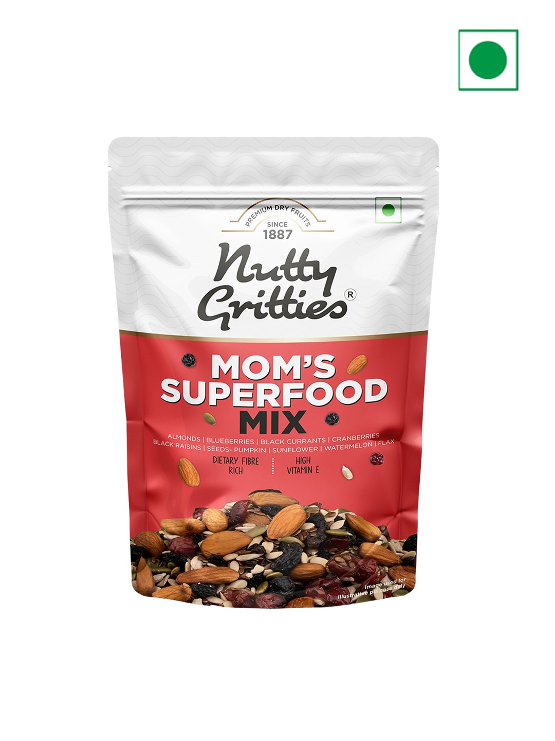 

Nutty Gritties Mom's Superfood Mix Roasted Seeds Berries & Nuts Mix 200 Gms, White
