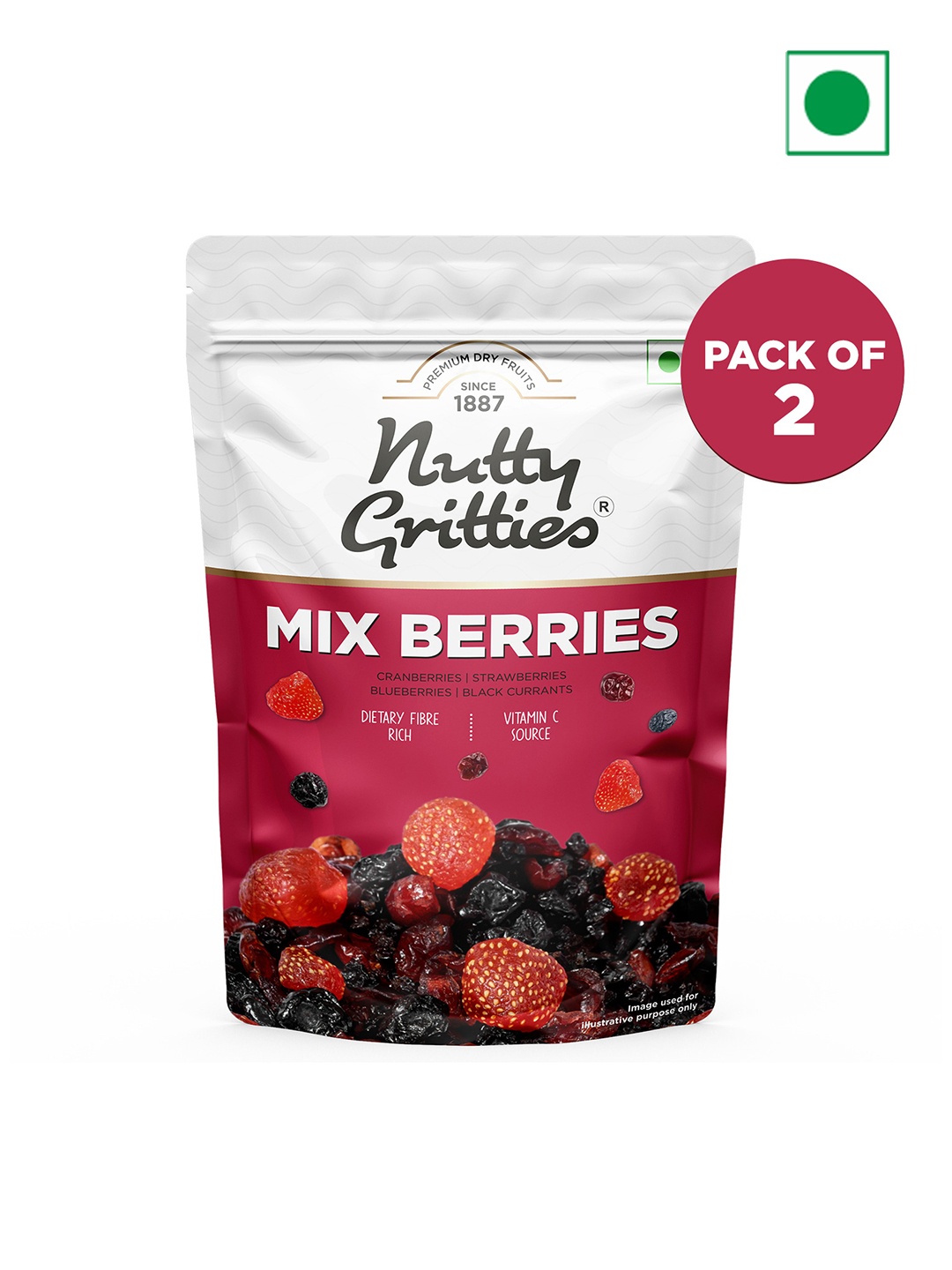 

Nutty Gritties Set Of 2 Mix Berries- 200 Gms Each, White