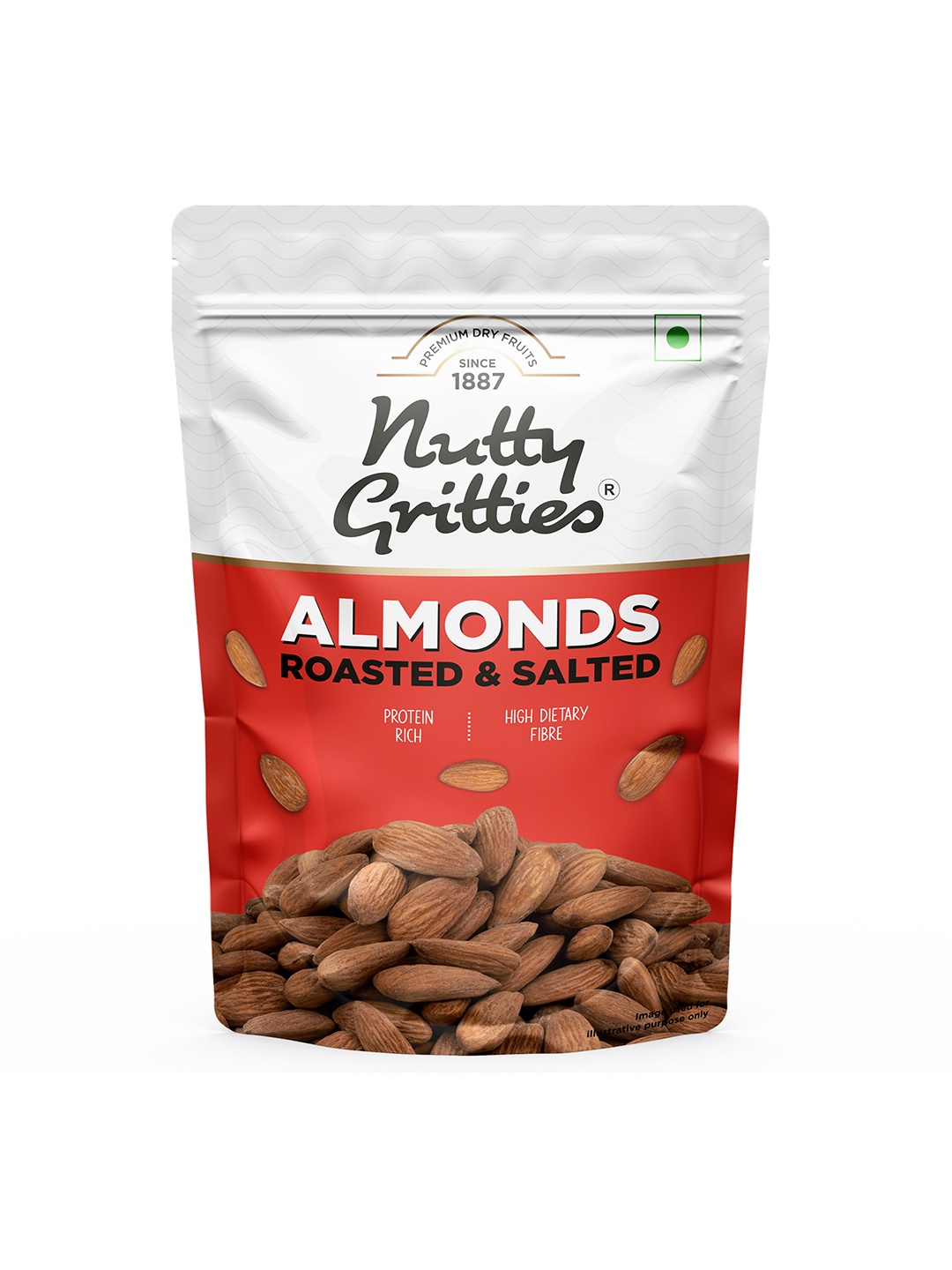 

Nutty Gritties California Roasted Almonds Lightly Salted & Dry Roasted - 200 Gms, White