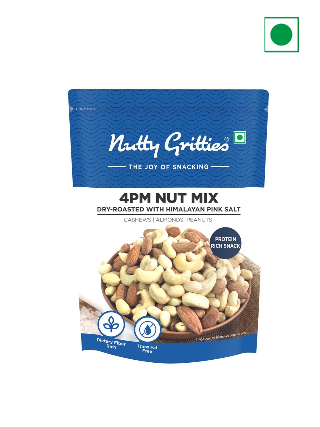 

Nutty Gritties Dry-Roasted with Himalayan Pink Salt 4PM Nut Mix- 200 Gms, White