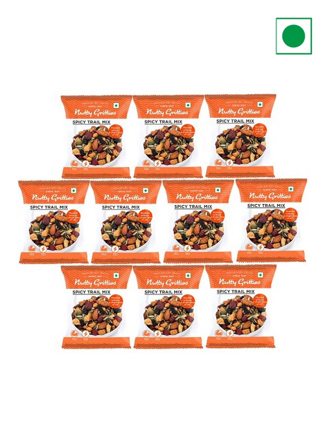 

Nutty Gritties Set Of 10 Spicy Trail Mix- 24 Gms Each, Brown