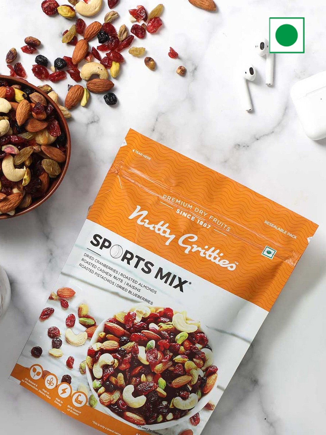 

Nutty Gritties Set Of 2 Mom's Superfood Mix & Sports Mix-200 Gms Each, Brown