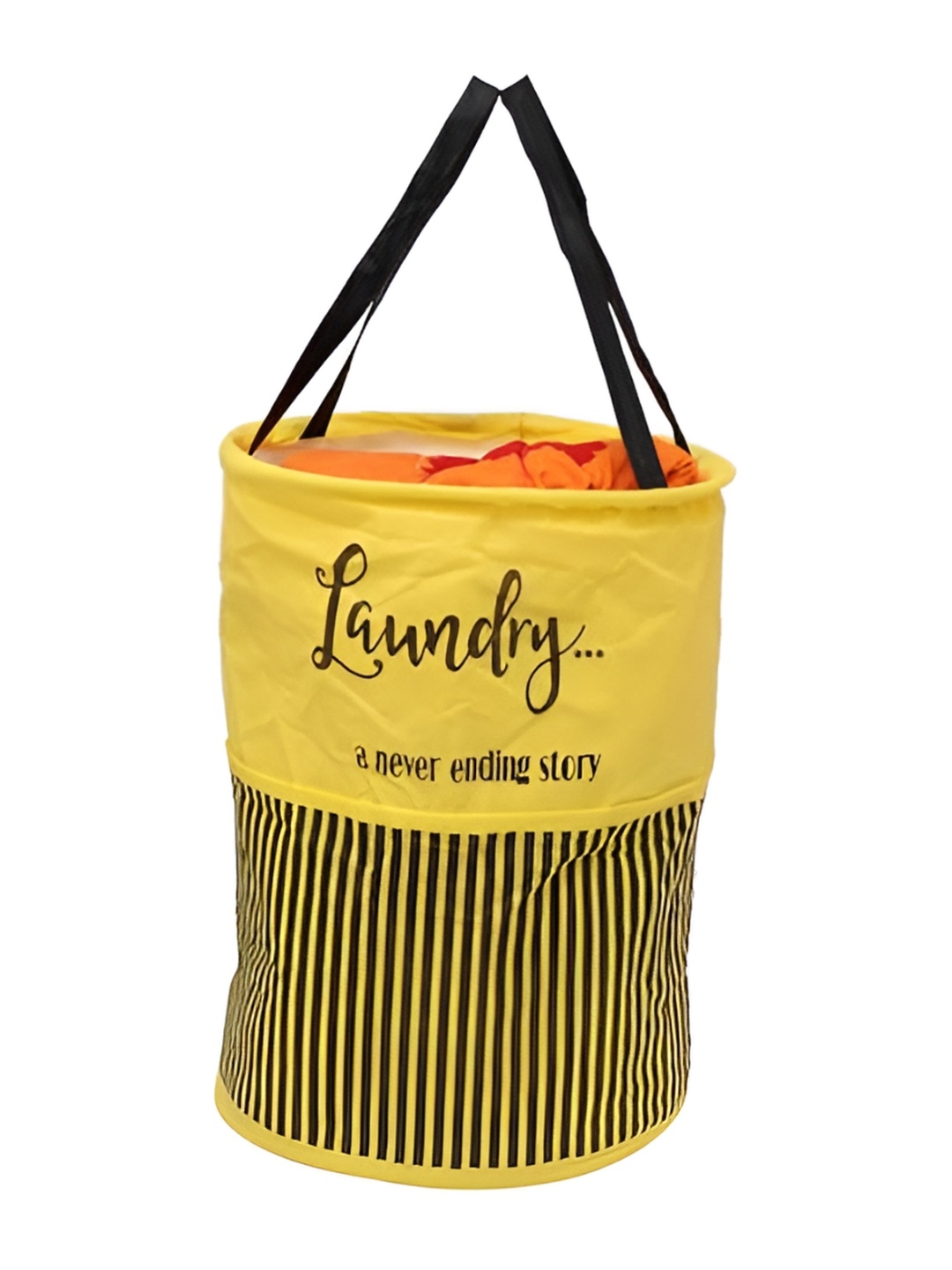 

Perpetual Yellow & Black Printed Waterproof & Non-Woven Foldable Laundry Bag