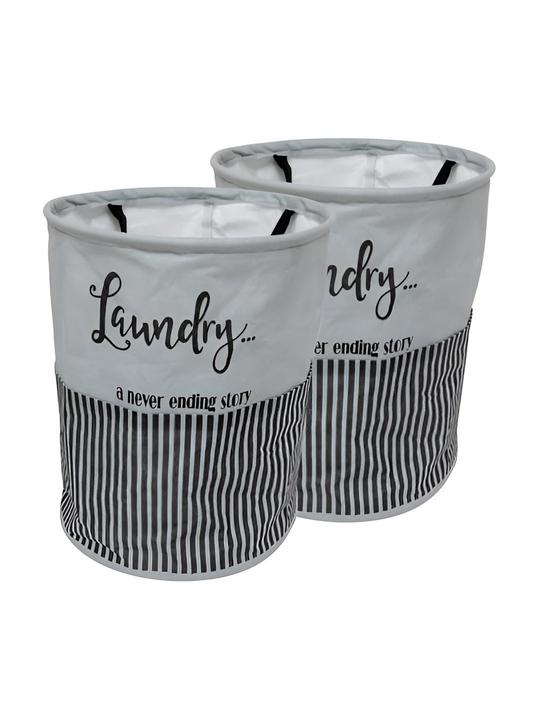 

Perpetual Grey & Black 2 Pieces Printed Waterproof & Non-Woven Foldable Laundry Bags