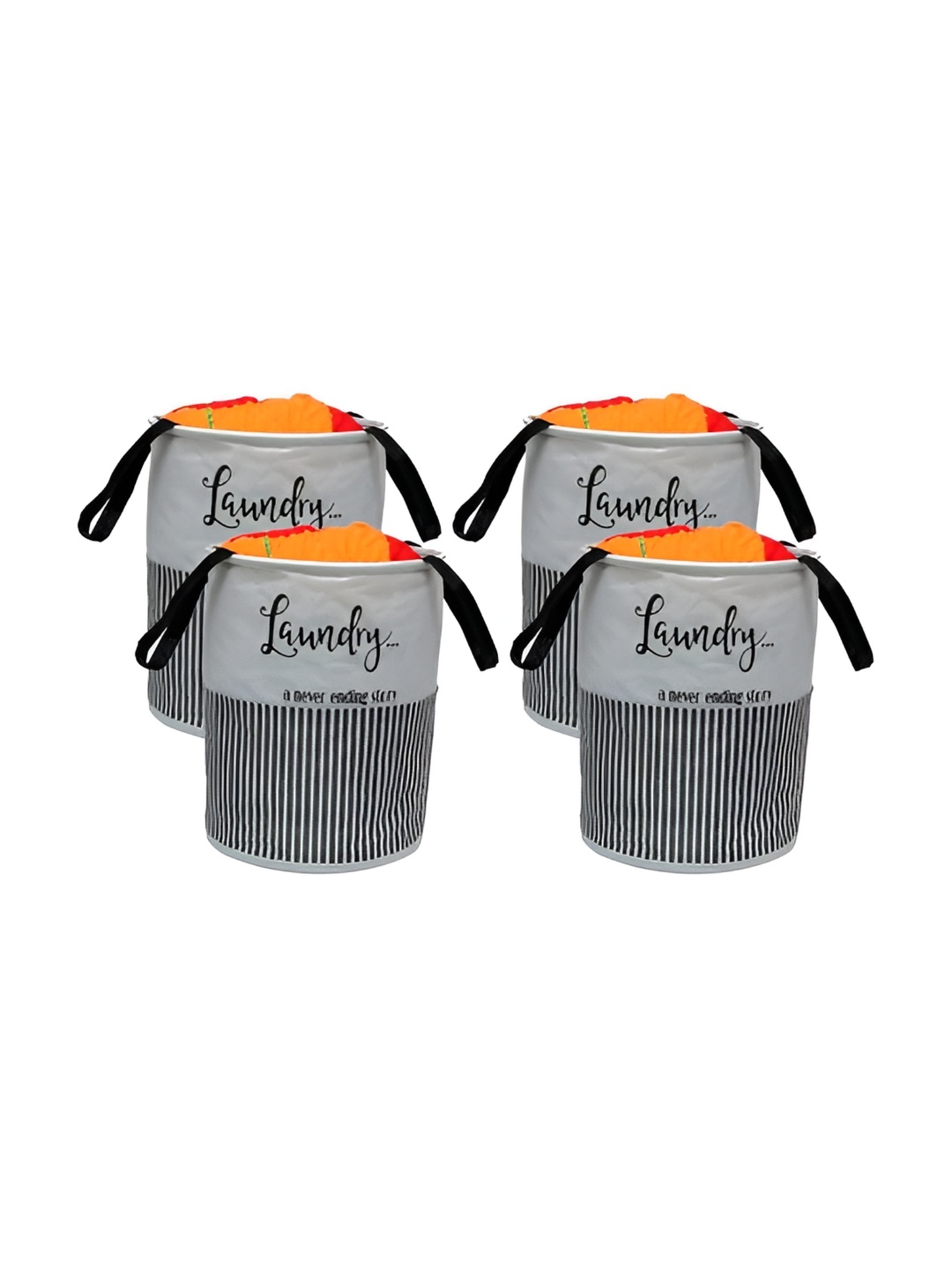 

Perpetual Grey & Black 4 Pieces Printed Waterproof & Non-Woven Foldable Laundry Bag