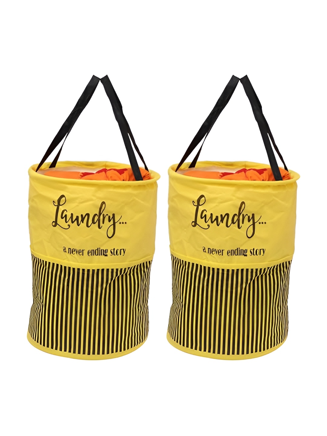 

Perpetual Yellow & Black 2 Pieces Printed Waterproof Foldable Laundry Bags 45L