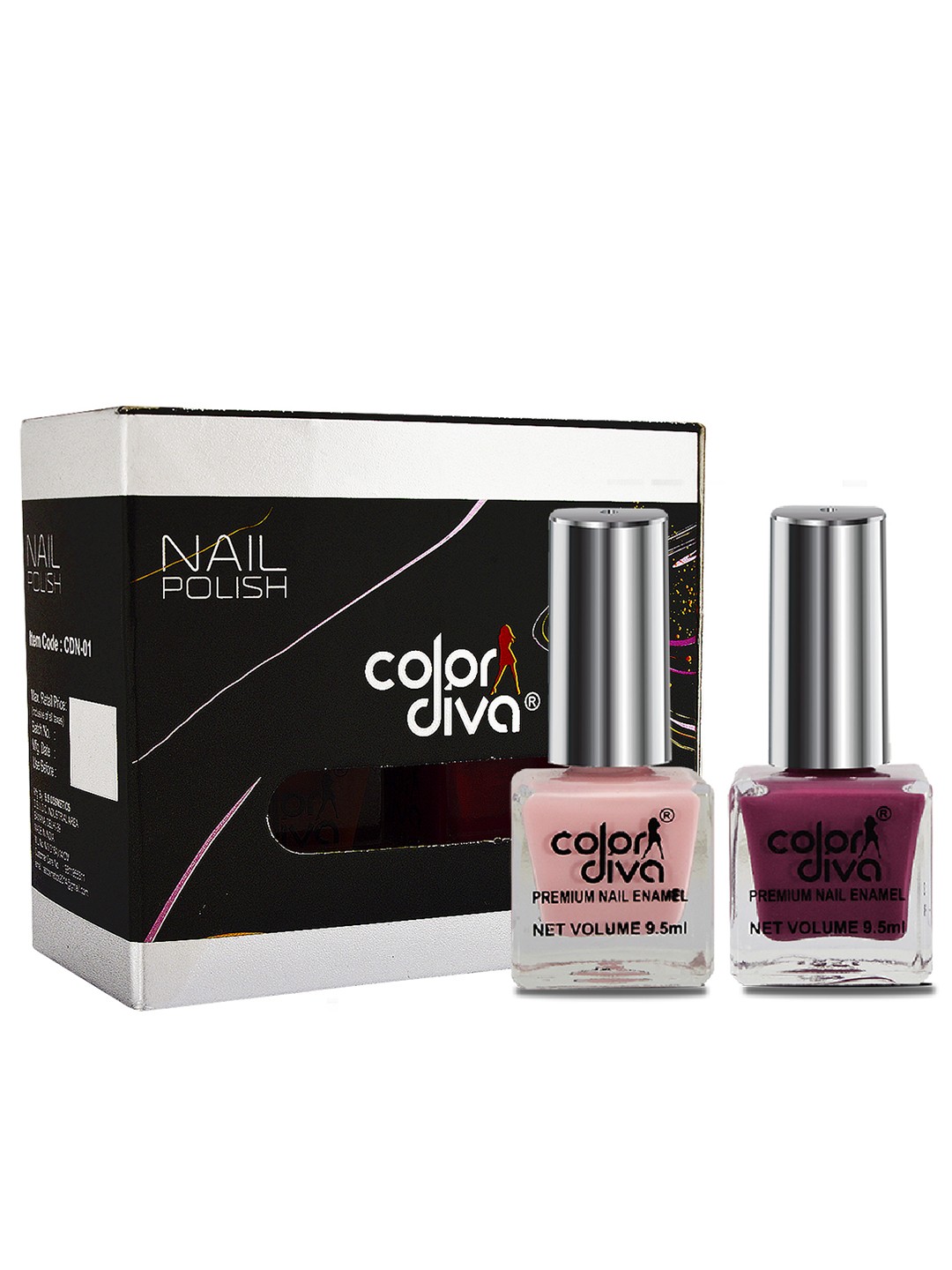 

Adbeni Set of 2 Color Diva High Shine Nail Polish 9.5ml Each - Baby Pink - Mauve