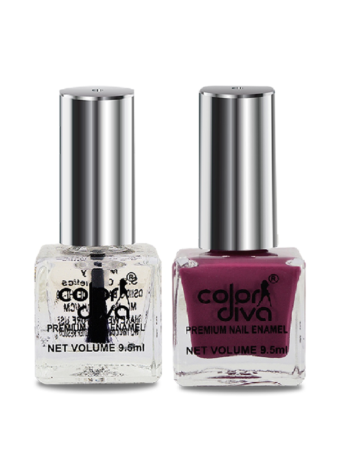 

Adbeni Set of 2 Color Diva High Shine Nail Polish 9.5ml Each - Mauve-Top Coat, Maroon