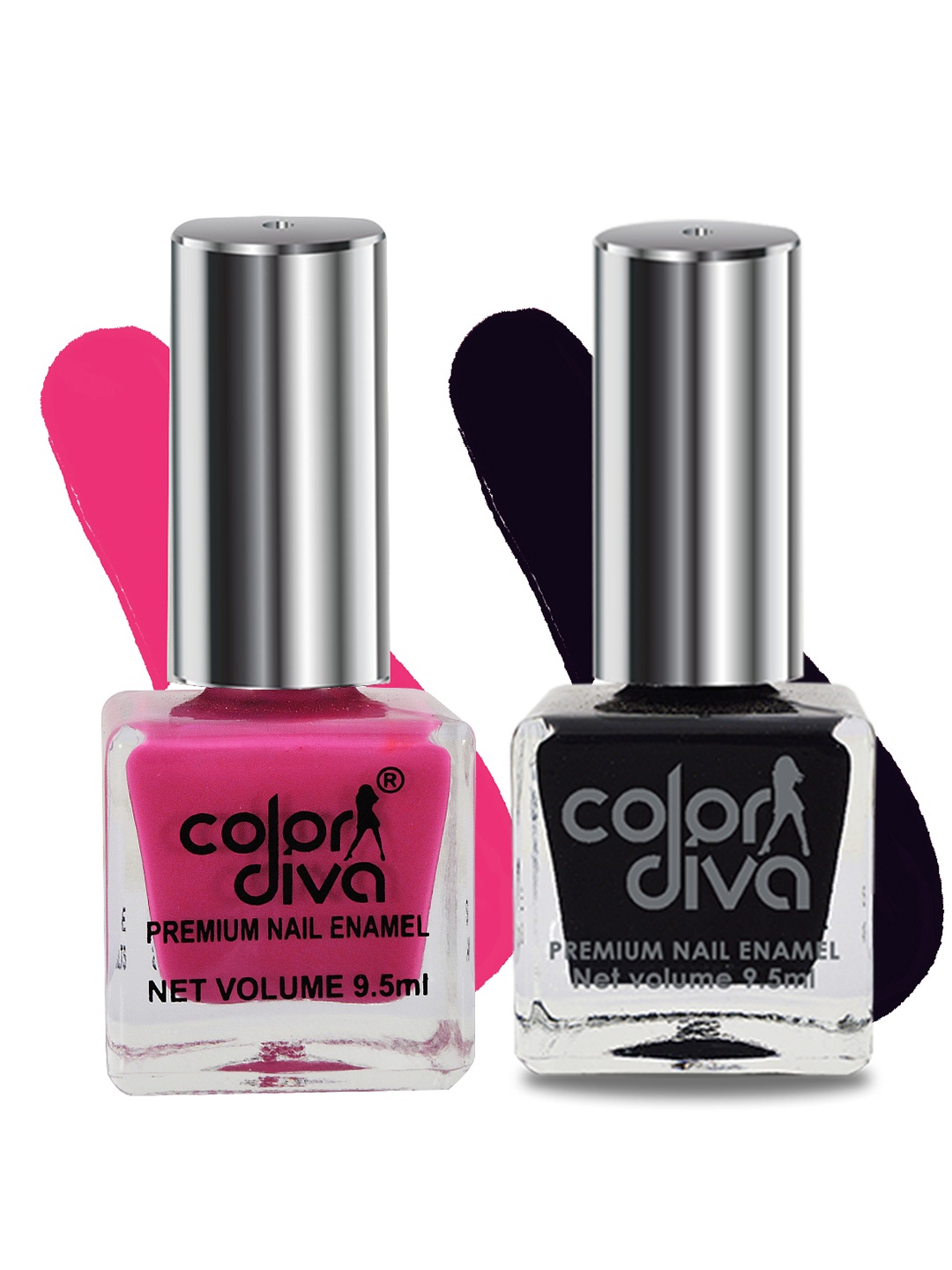 

Adbeni Set of 2 Color Diva High Shine Nail Polish 9.5ml Each - Pink-Black