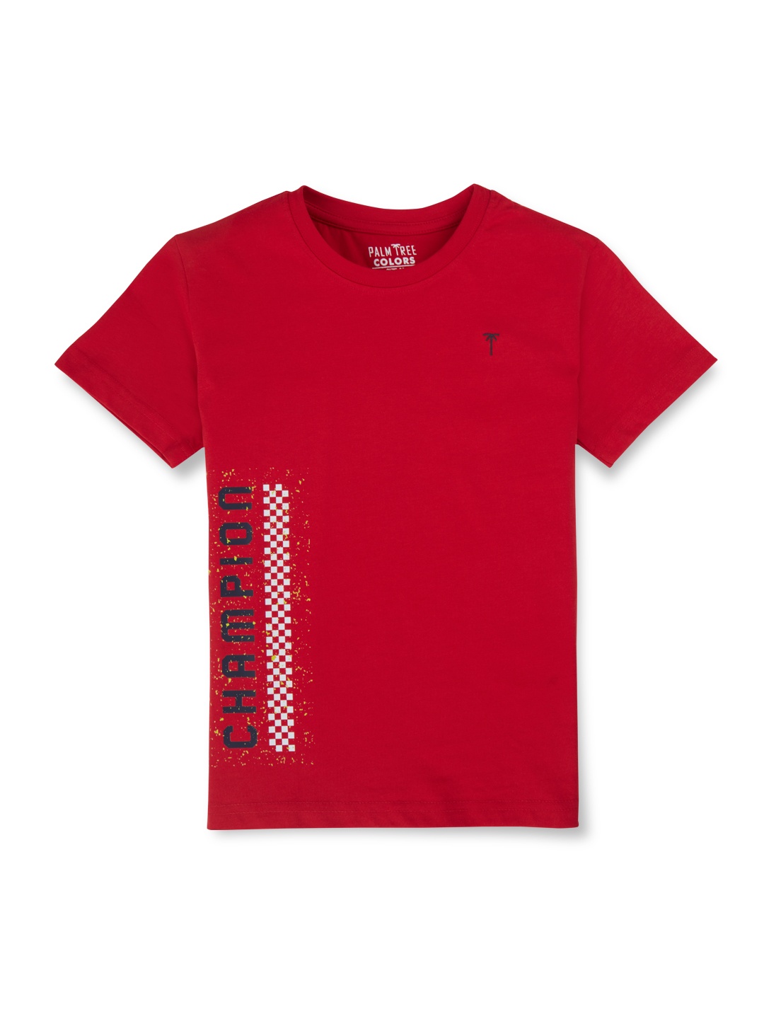 

Palm Tree Boys Graphic Printed Cotton T-shirt, Red
