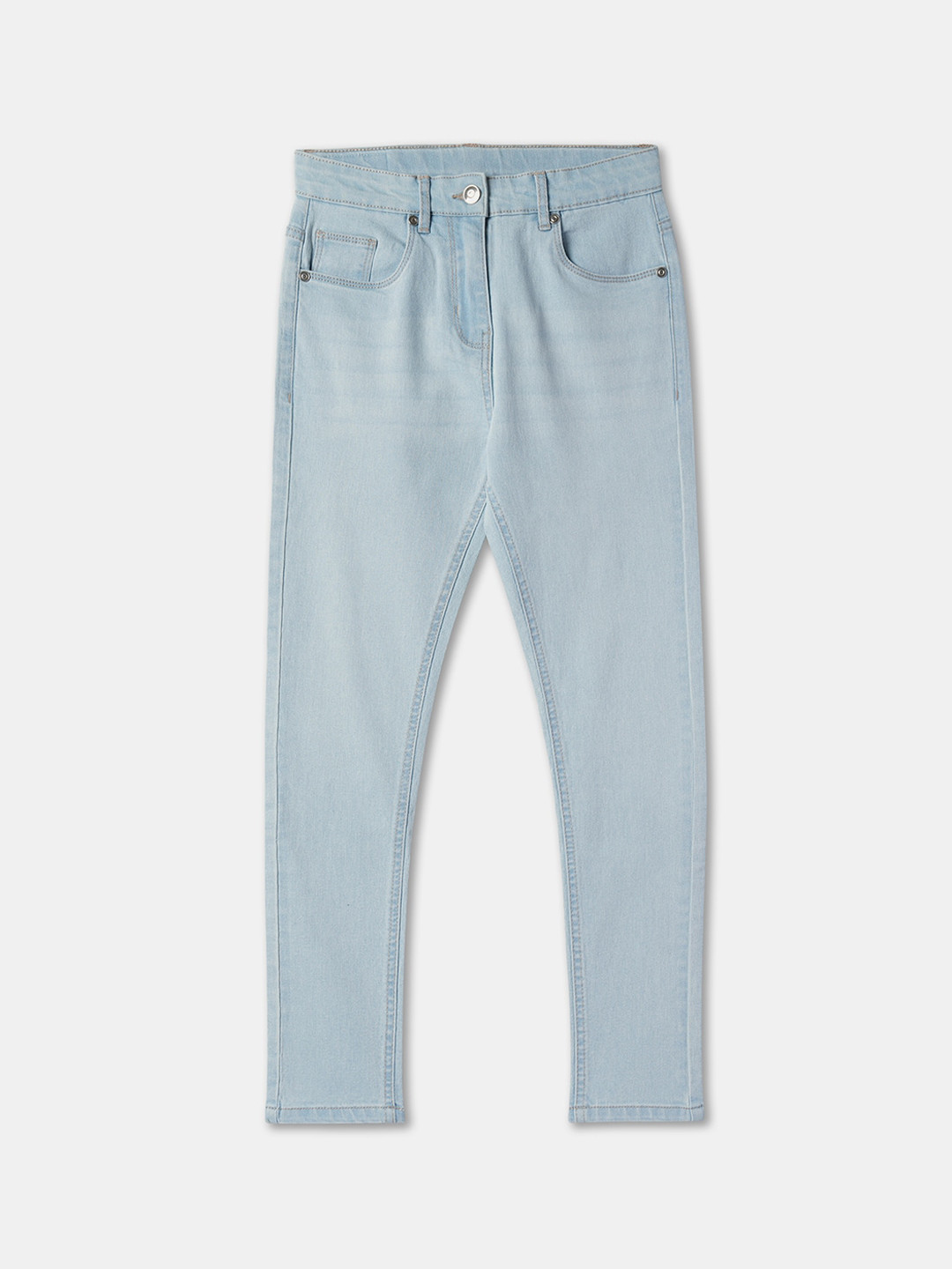

R&B Girls Mid Rise Clean Look Cotton Jeans, Blue