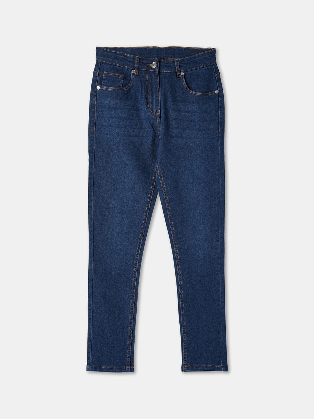 

R&B Girls Mid Rise Clean Look Cotton Jeans, Blue