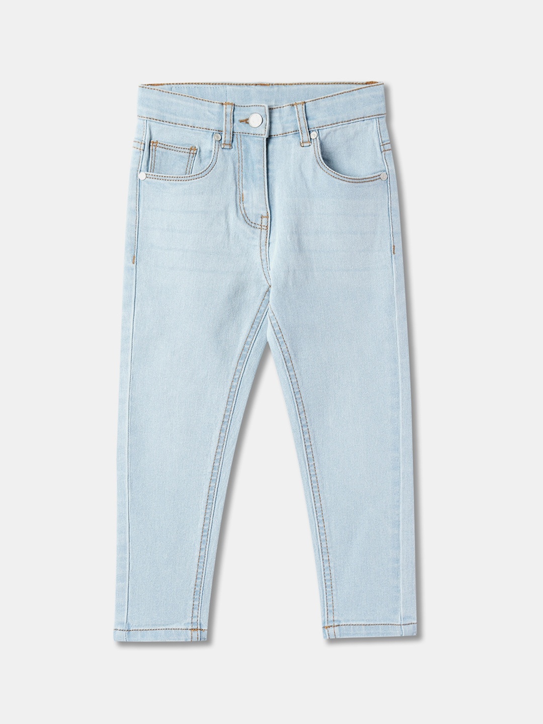 

R&B Girls Mid Rise Clean Look Cotton Jeans, Blue