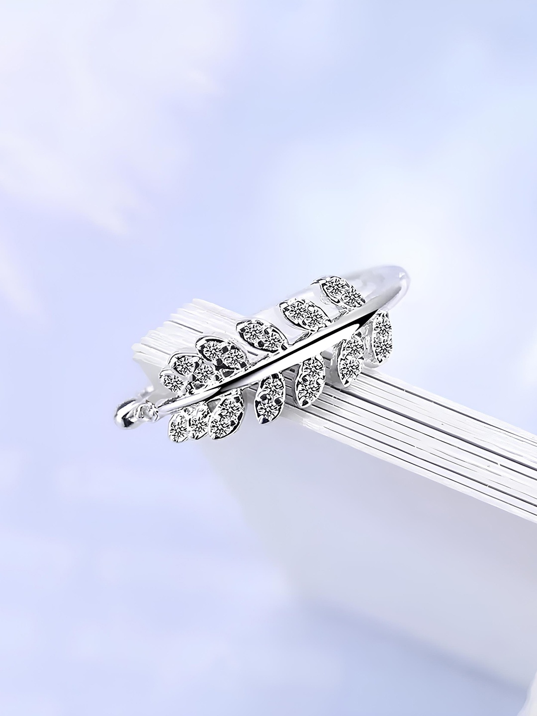 

KARISHMA KREATIONS Set Of 2 Silver-Plated CZ-Studded Adjustable Butterfly Finger Rings