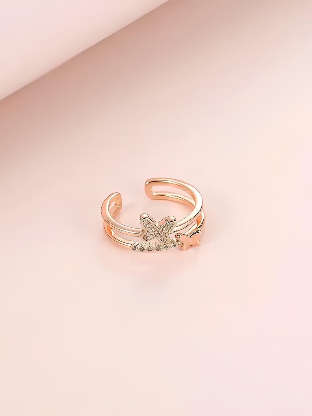 

KARISHMA KREATIONS Set Of 2 Rose Gold-Plated CZ-Studded Adjustable Finger Rings