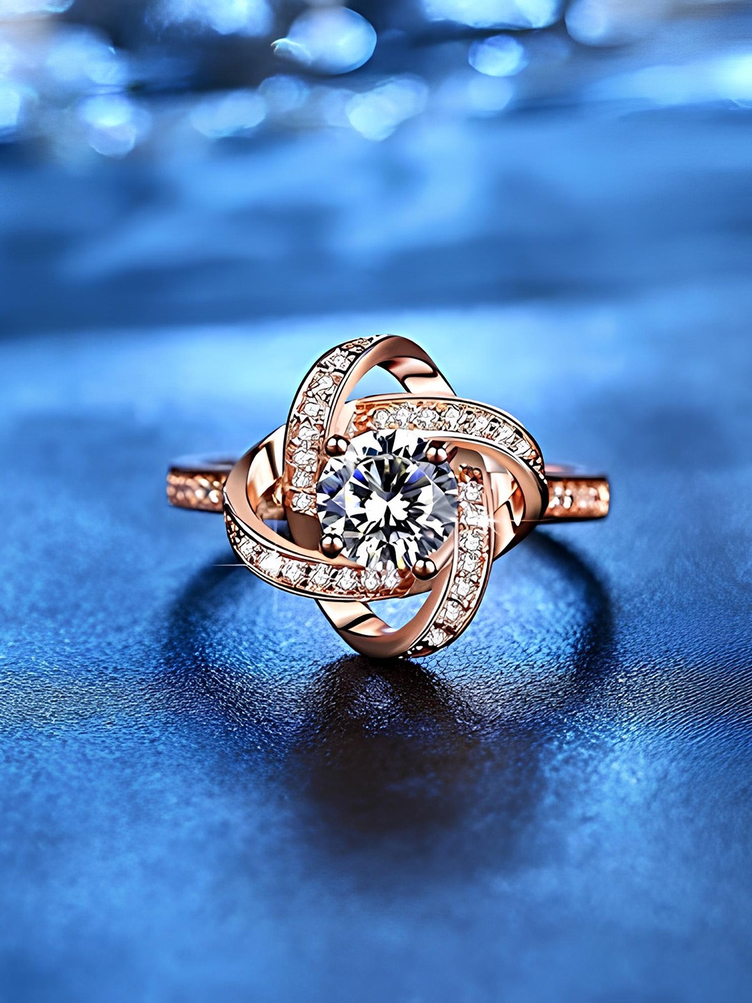 

KARISHMA KREATIONS Set Of 2 Rose Gold-Plated Cubic Zirconia Adjustable Finger Rings