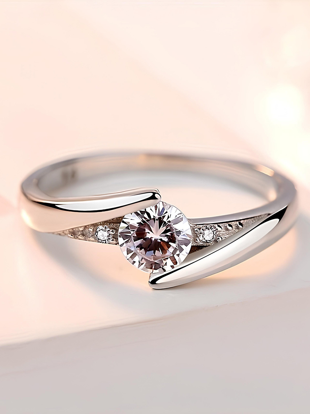 

KARISHMA KREATIONS Set Of 2 Silver-Plated Cubic Zirconia Adjustable Finger Rings