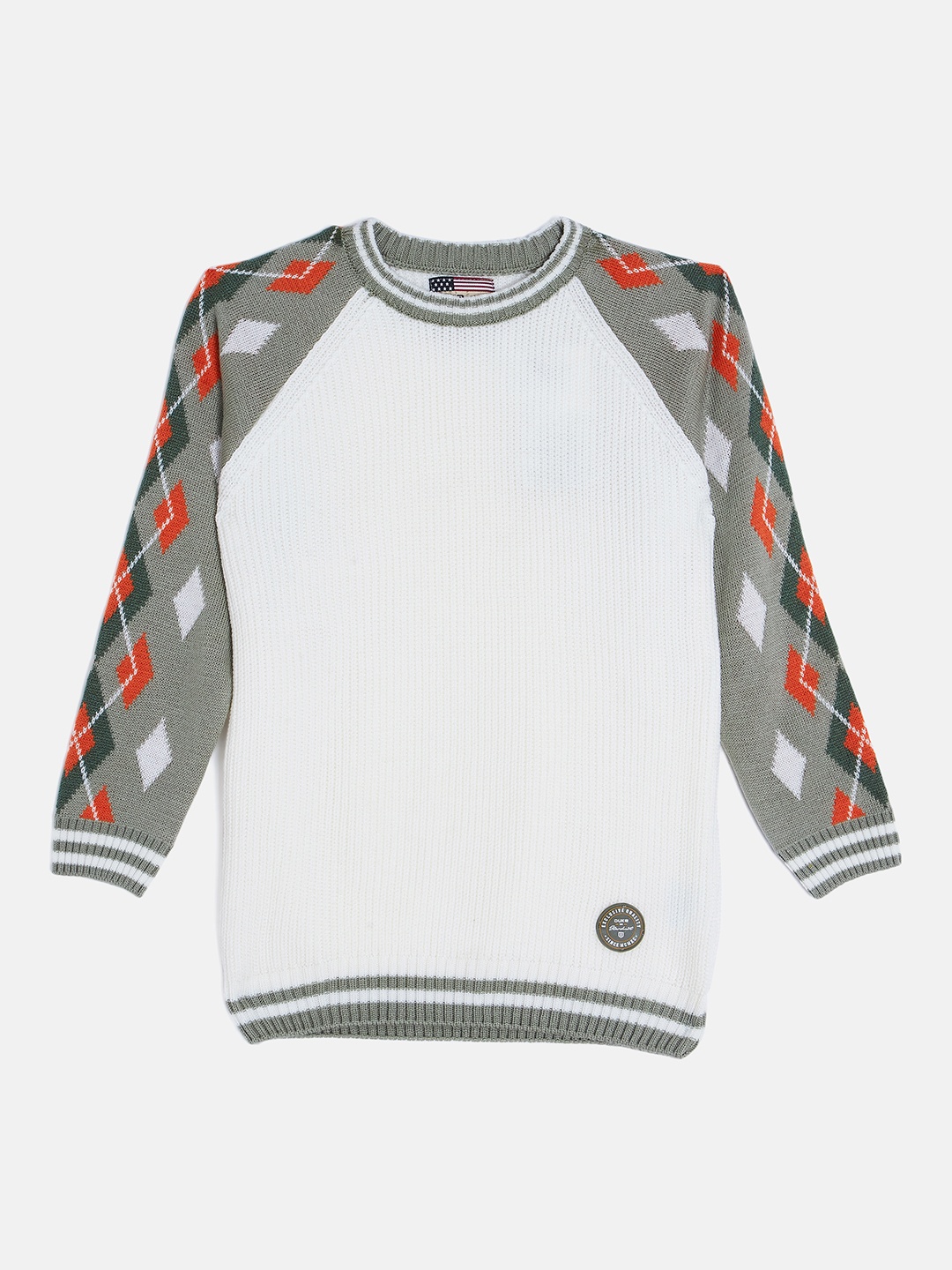 

Duke Boys Round Neck Acrylic Pullover Sweater, White