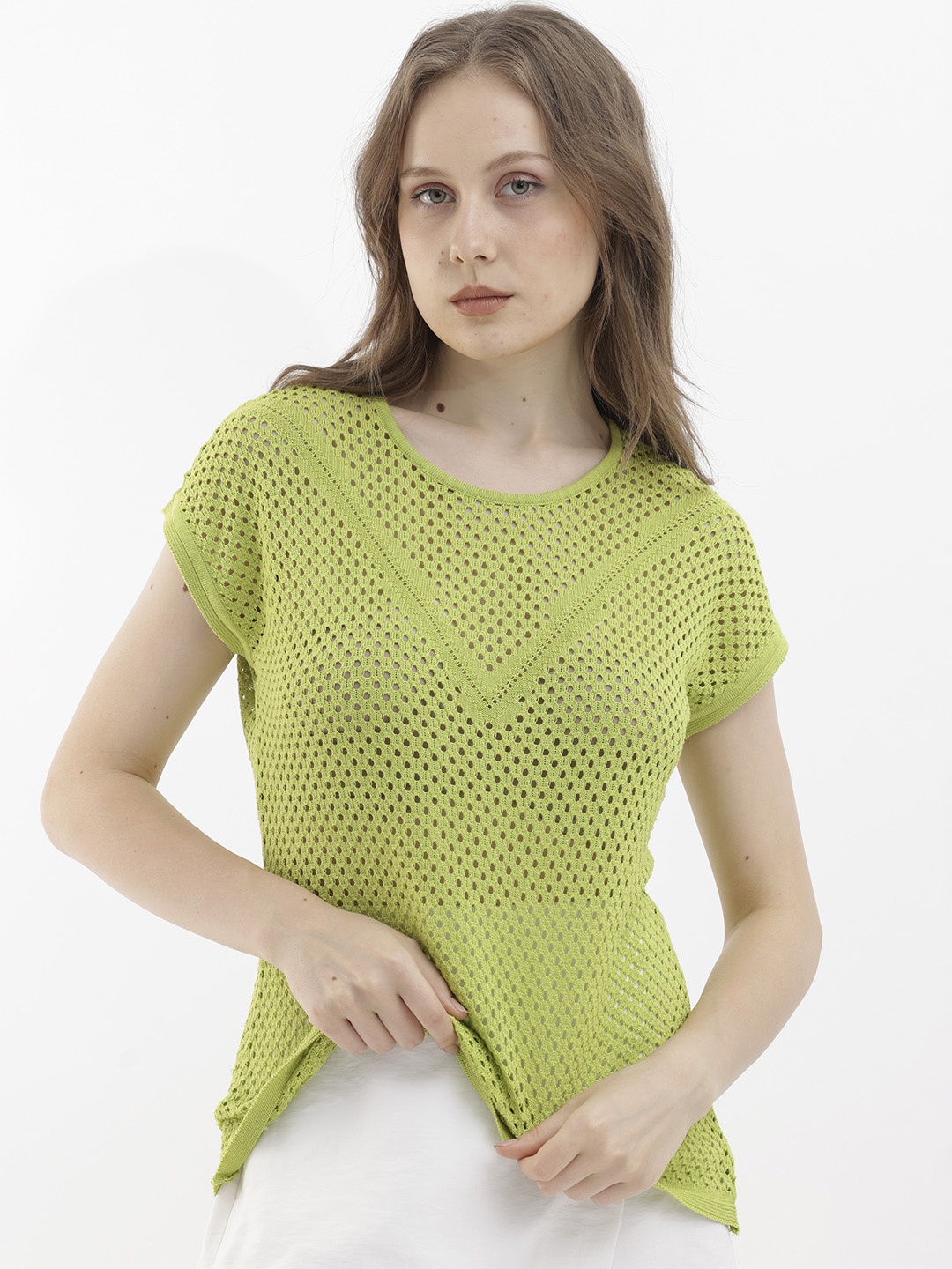 

RAREISM Self Design Extended Sleeves Top, Green