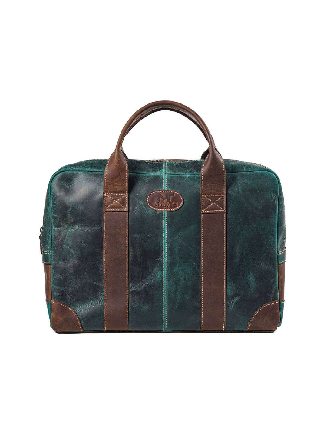 

MaheTri Men Leather Laptop Bag, Green