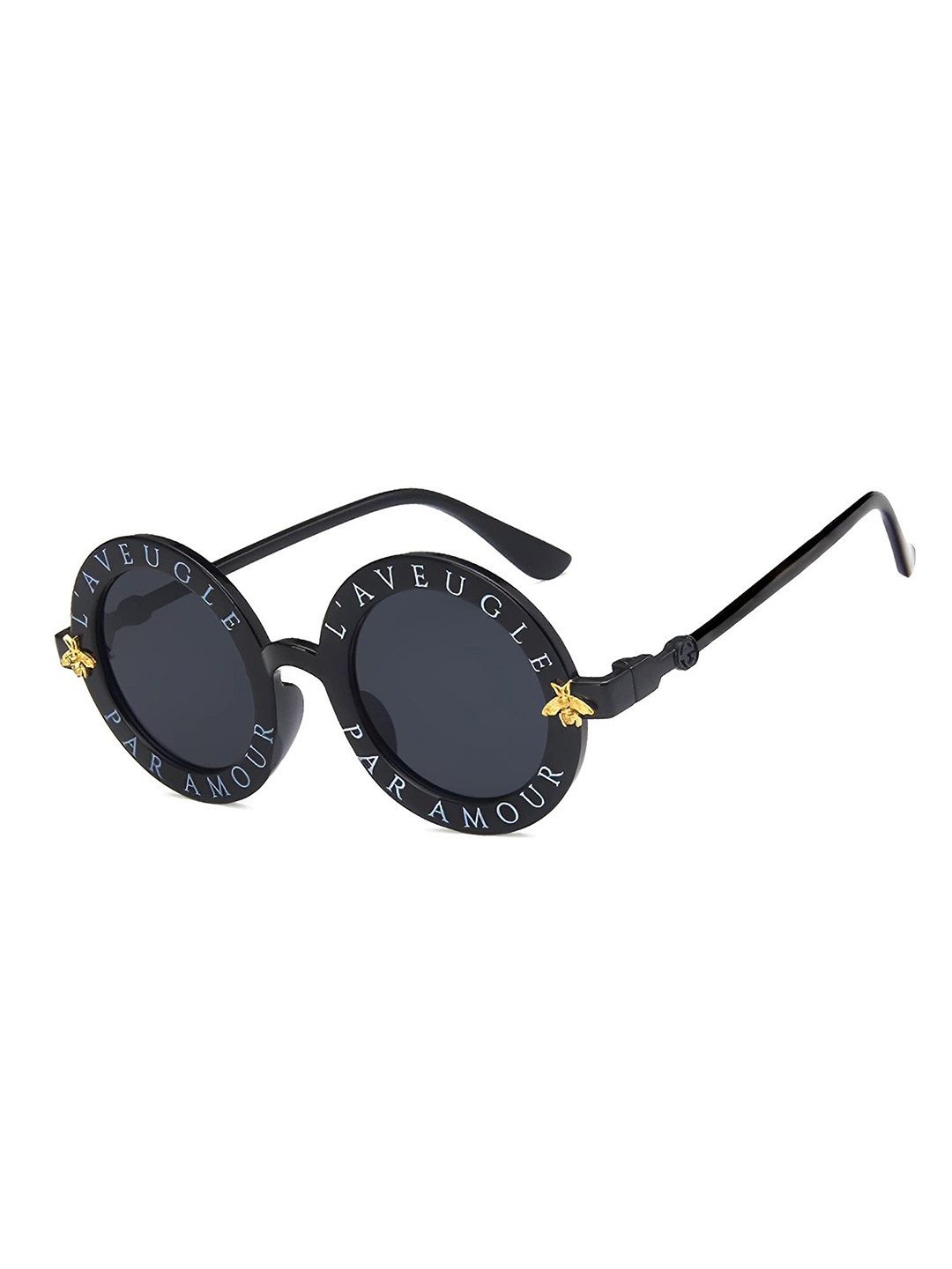 

SYGA Kids Round Sunglasses with UV Protected Lens Goggles-paramour-Black&Black