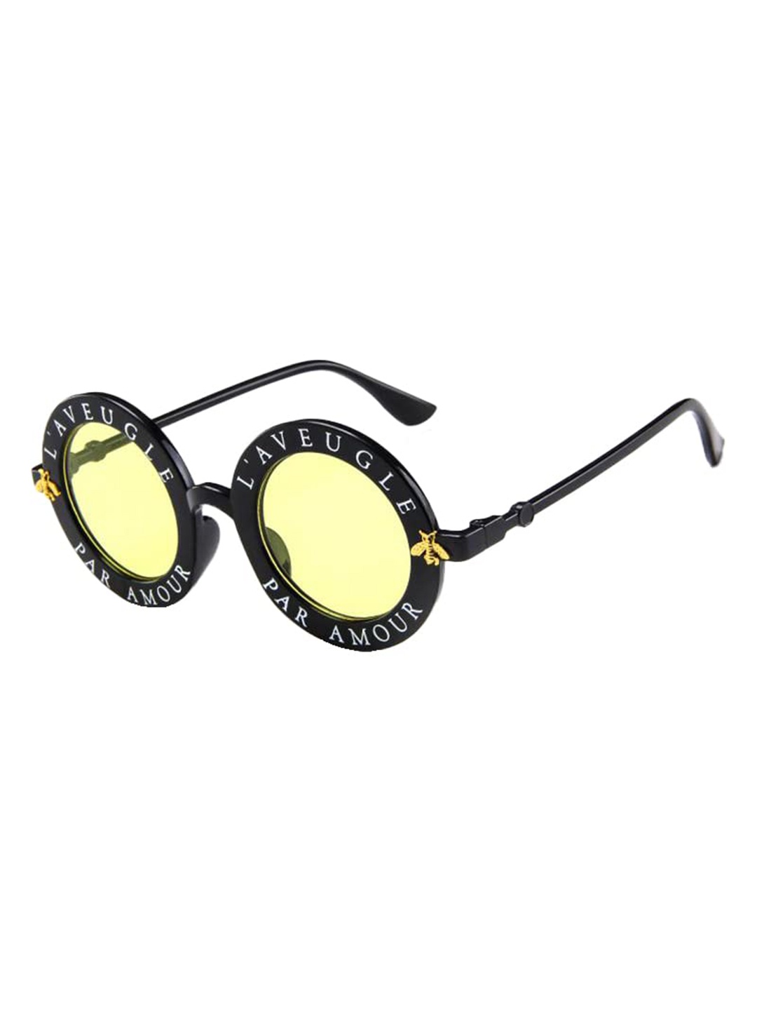 

SYGA Kids Round Sunglasses with UV Protected Lens Goggles-paramour-Black&Yellow